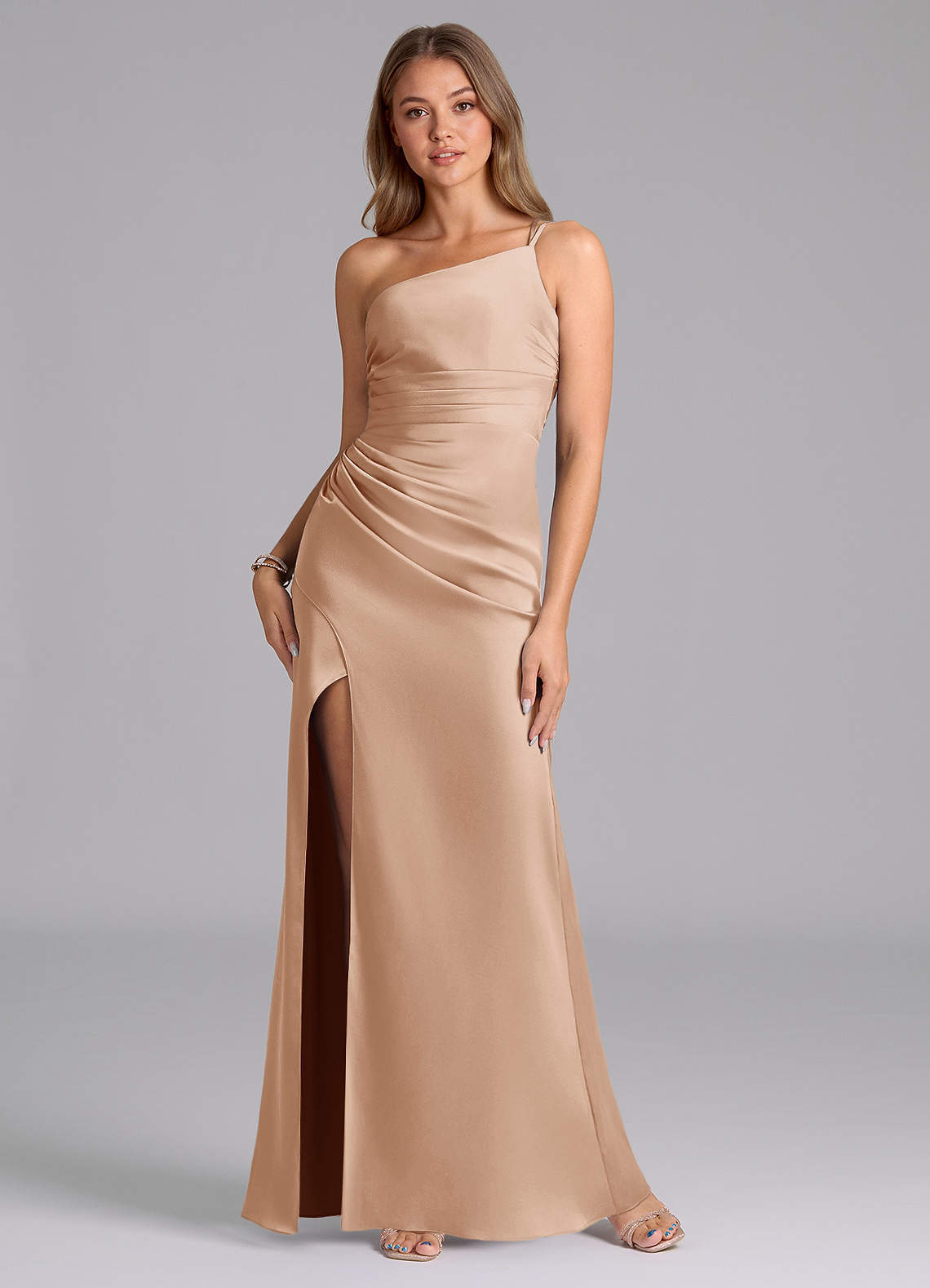 elyessen Eren Black Mermaid One Shoulder Stretch Satin Dress 4