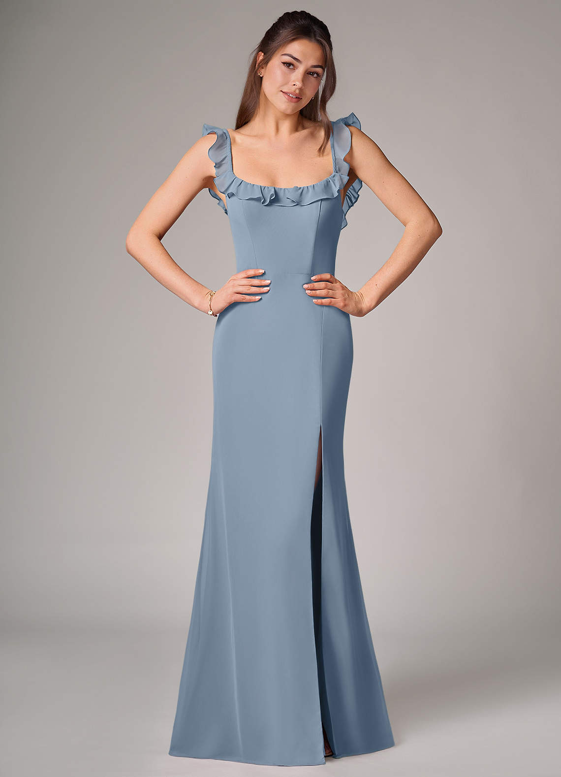 elyessen Callie Sky Blue Mermaid Side Slit Chiffon Convertible Dress 3