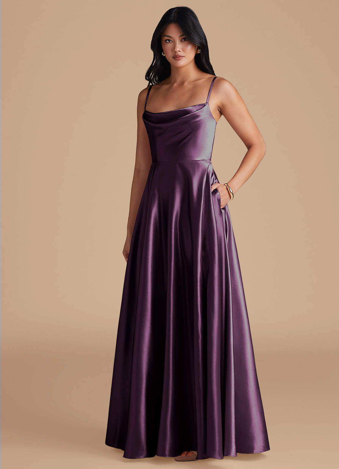 elyessen Elle Black A-Line with Pockets Metallic Satin Dress 3