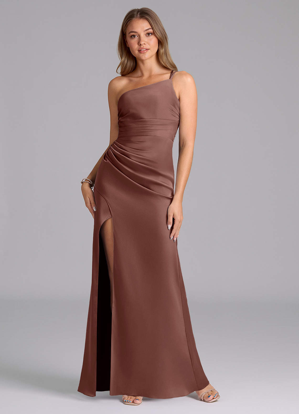 elyessen Eren Black Mermaid One Shoulder Stretch Satin Dress 8