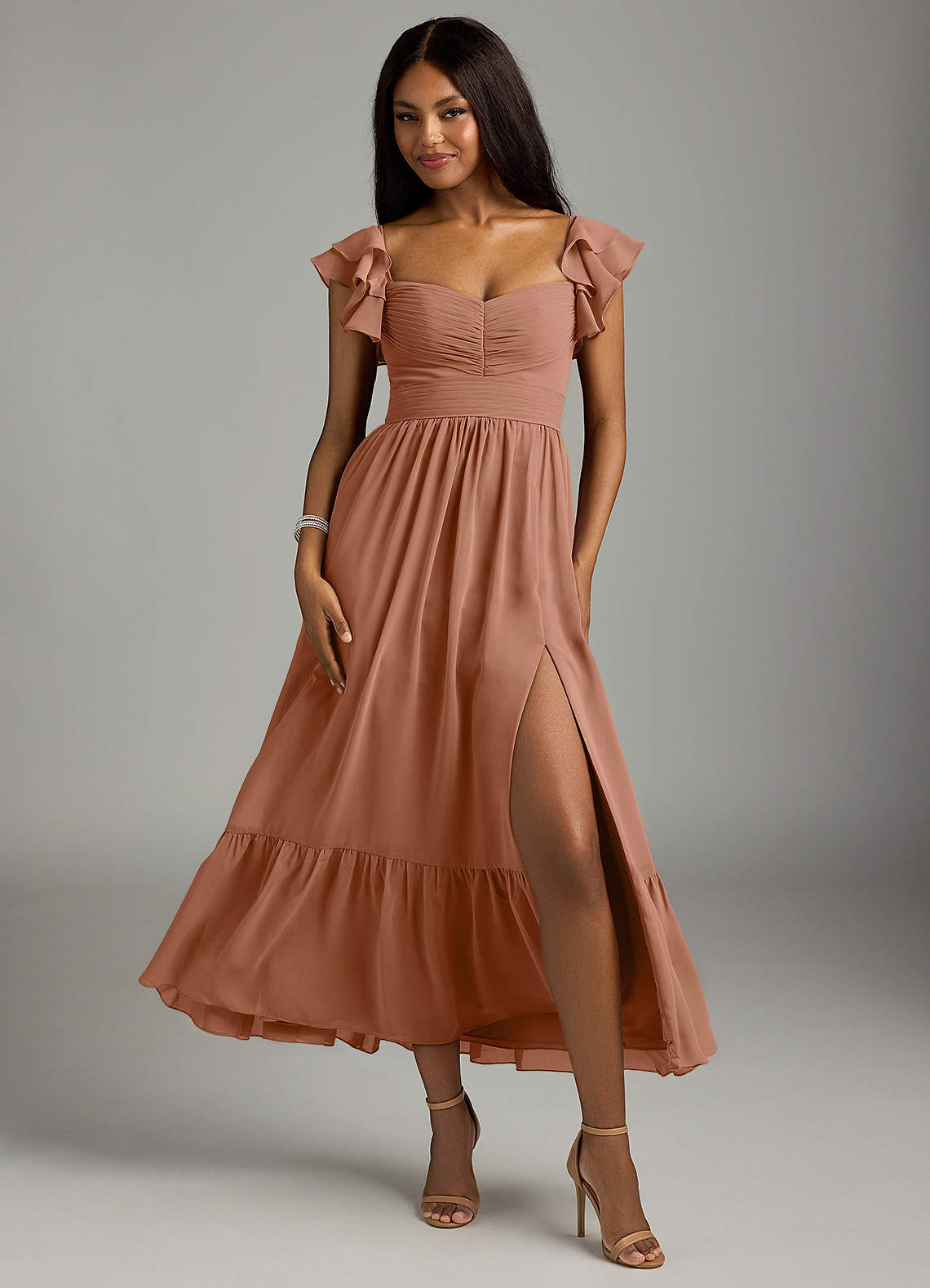 elyessen Anaya Blue Vintage Floral A-Line Sweetheart Neckline Chiffon Dress 7