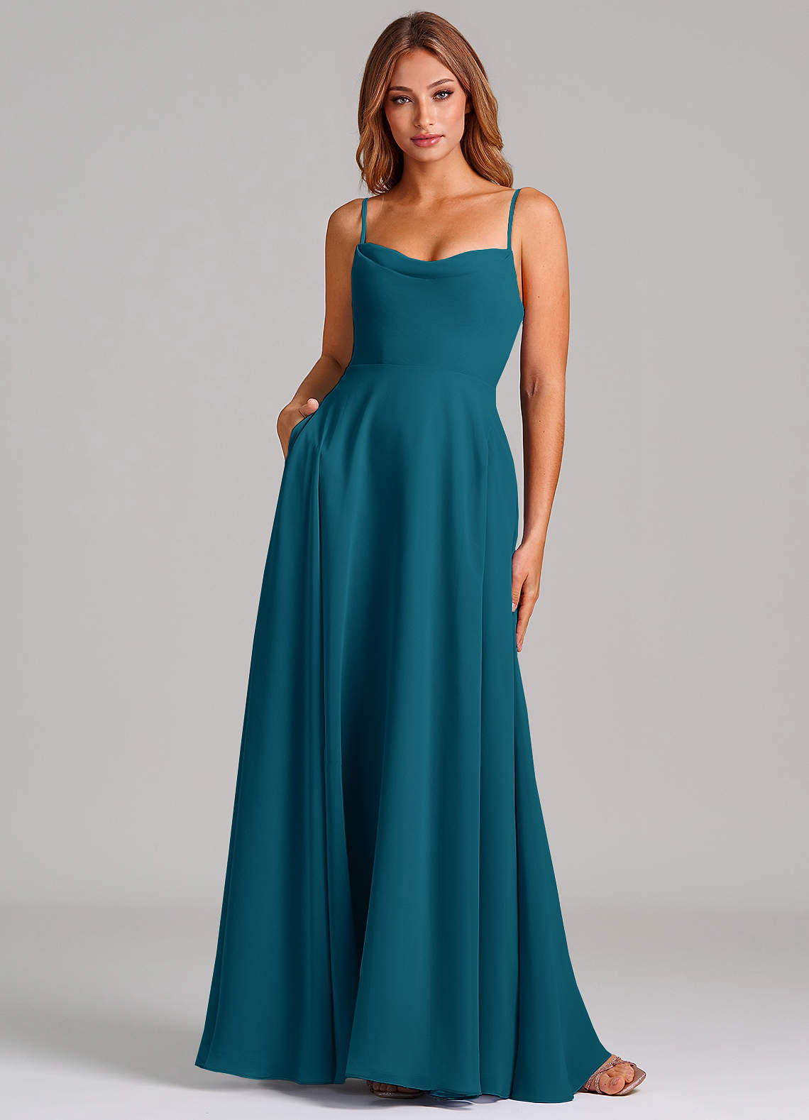elyessen Elle Dusty Sage A-Line Pleated Chiffon Dress 3