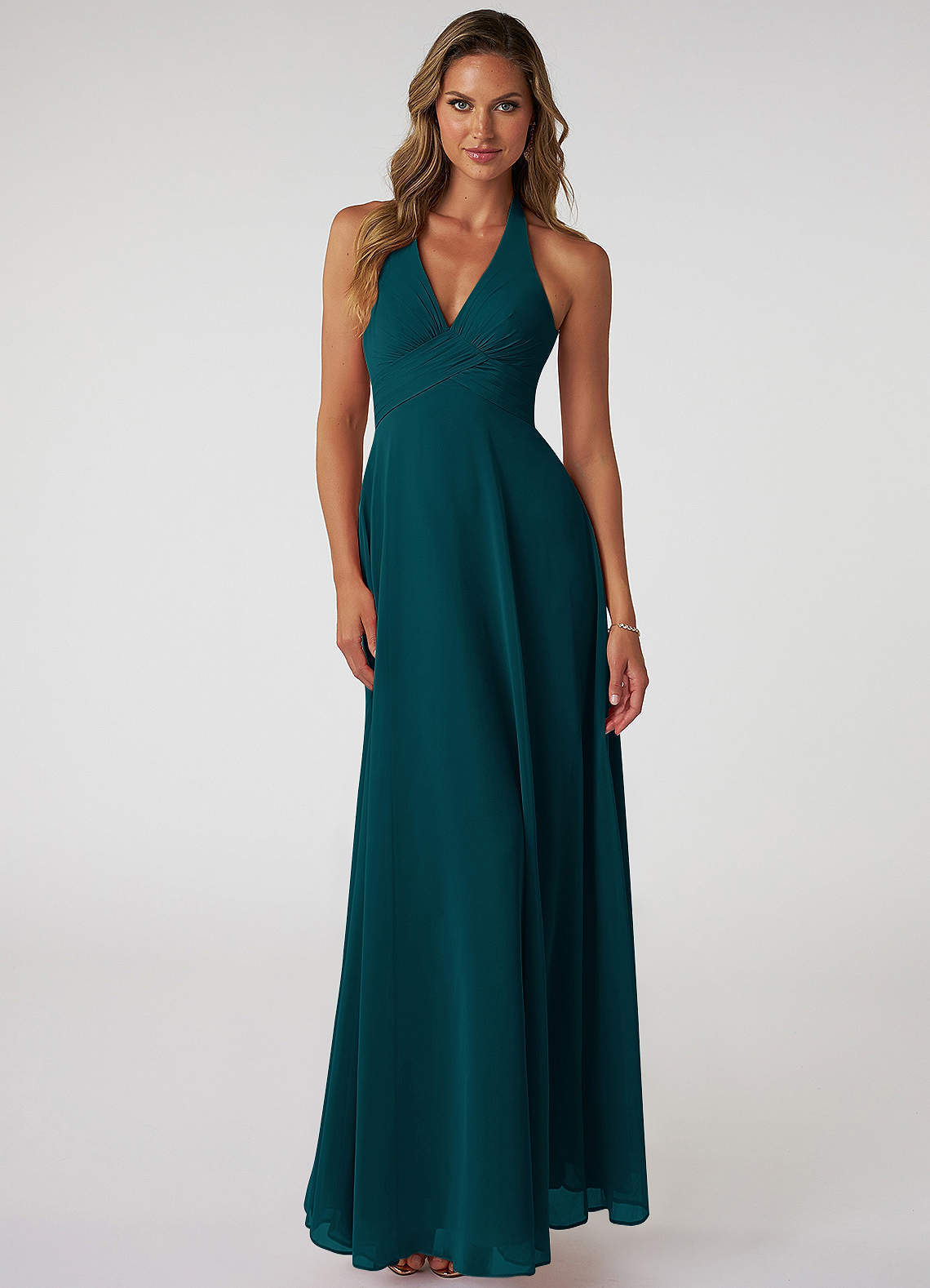 elyessen Tessie Sky Blue A-Line V-Neck Pleated Chiffon Dress 2