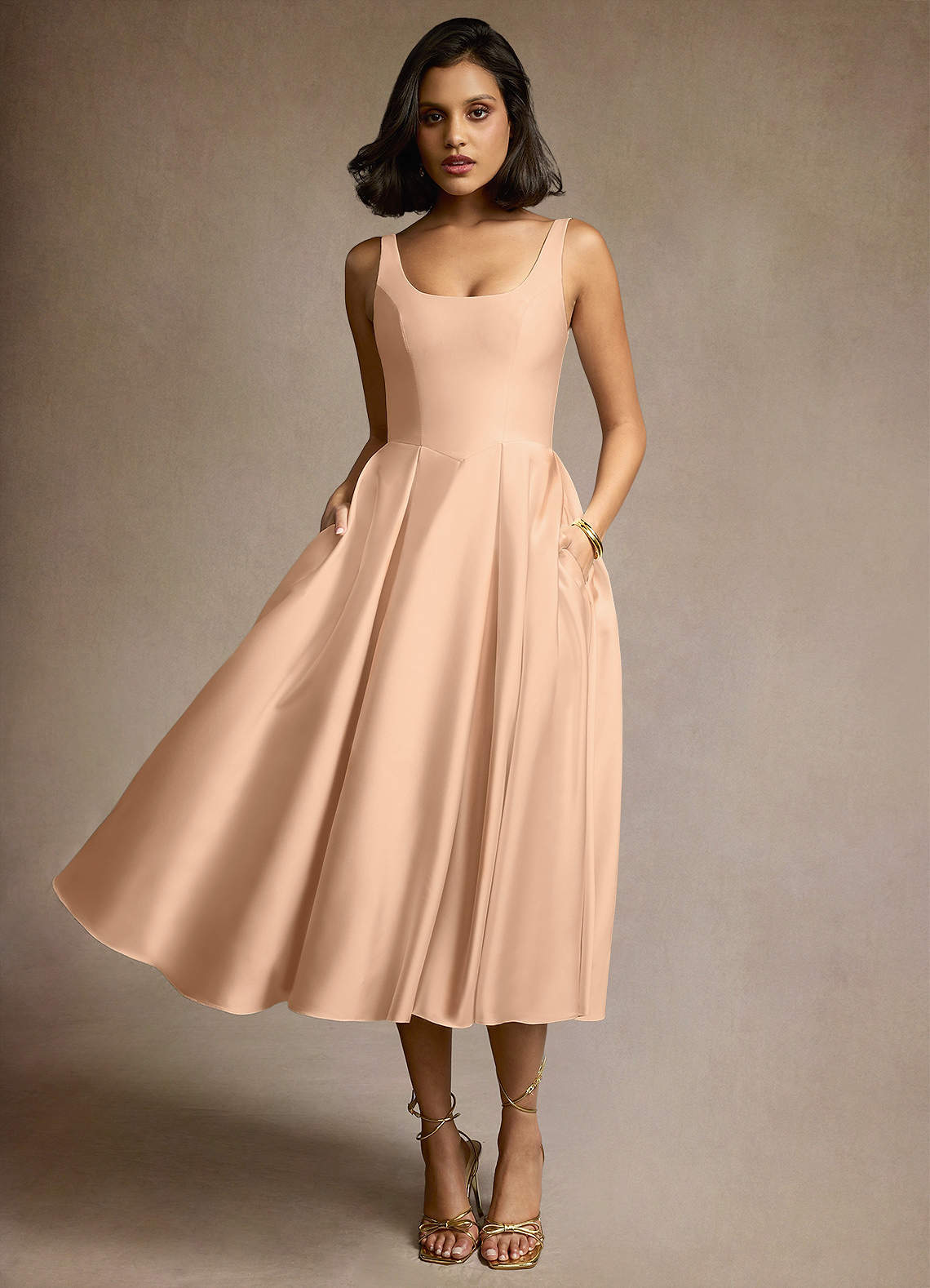 Olivia Cream Pleated Midi Dress