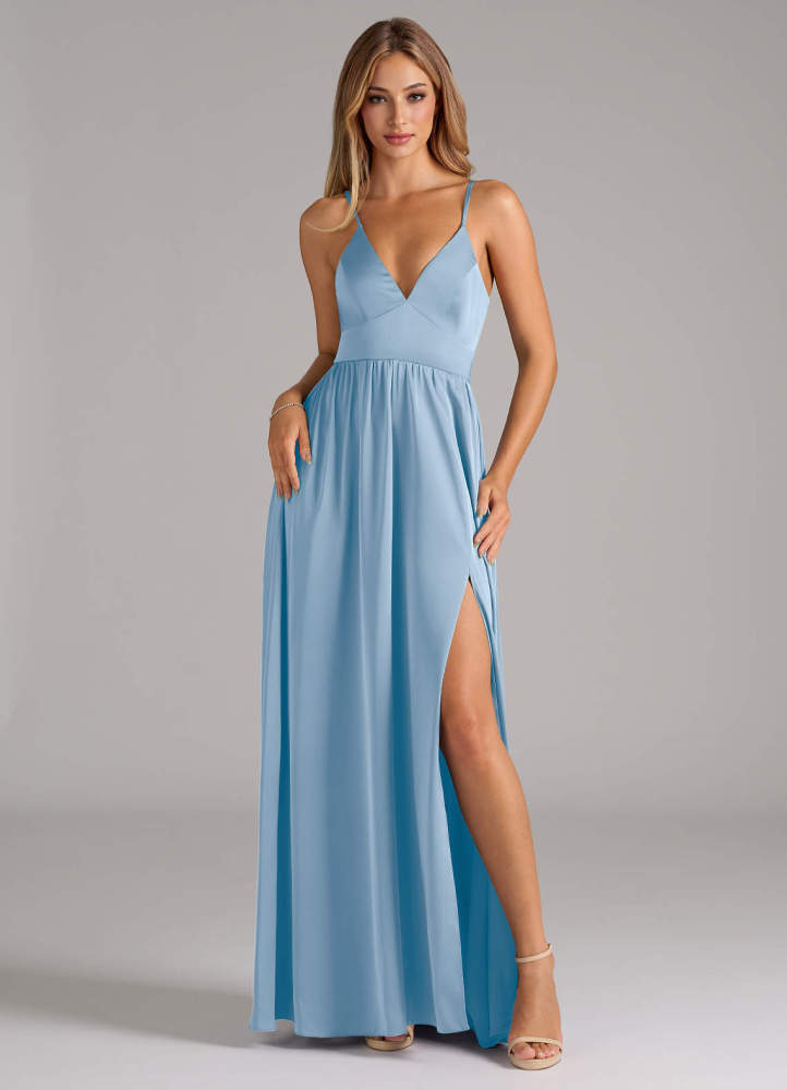 elyessen Aaida Dusty Sage A-Line Corset Stretch Satin Dress 2
