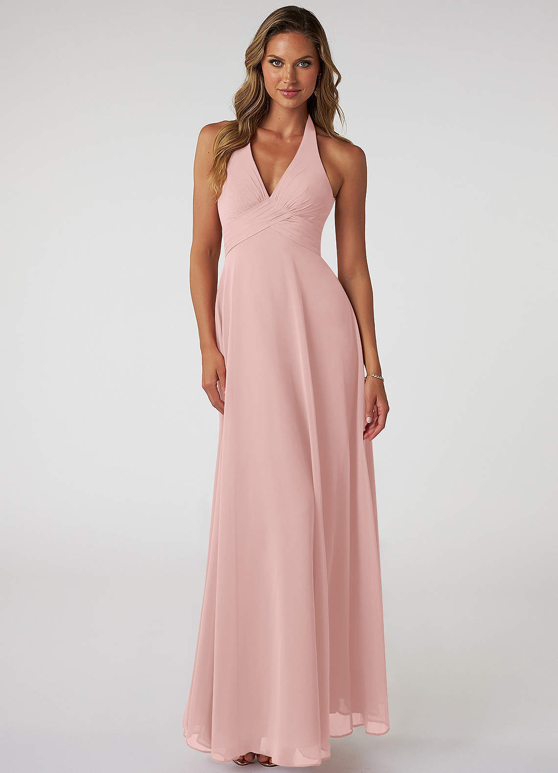 elyessen Tessie Sky Blue A-Line V-Neck Pleated Chiffon Dress 4