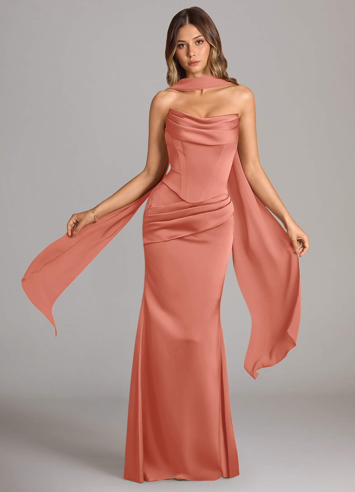elyessen Sorrel Black Mermaid Strapless Stretch Satin Convertible Dress 4