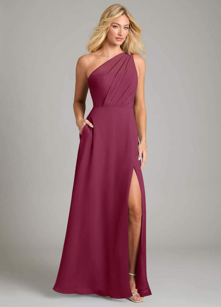 elyessen Phaedra Black A-Line One Shoulder Chiffon Dress 6