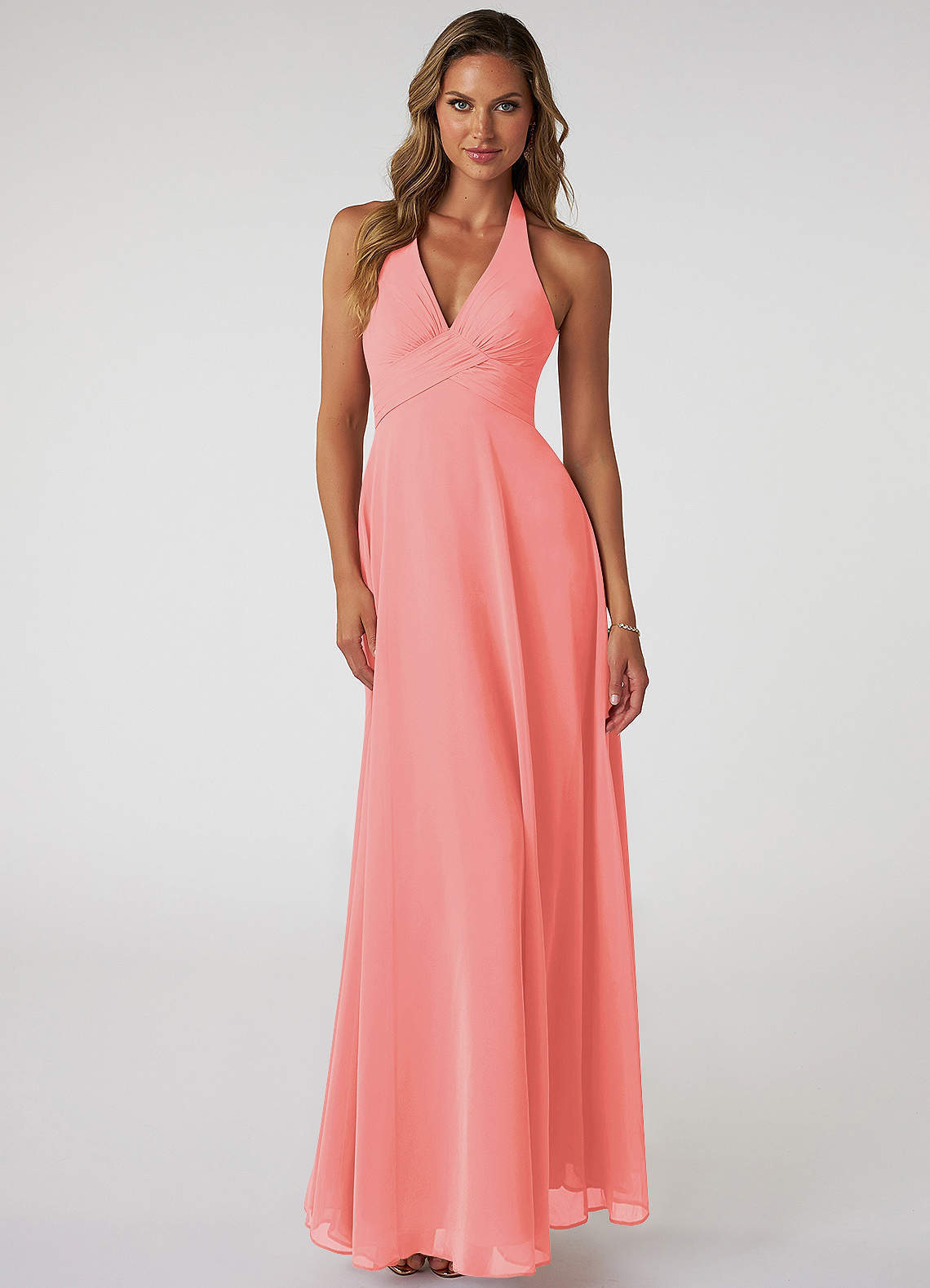 elyessen Tessie Sky Blue A-Line V-Neck Pleated Chiffon Dress 8