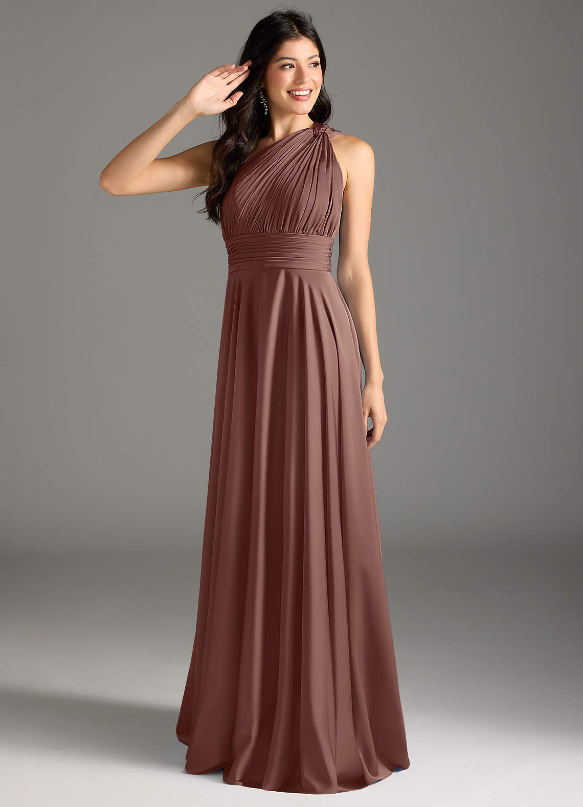 elyessen Charlize Dusty Sage A-Line One Shoulder Stretch Satin Dress 7