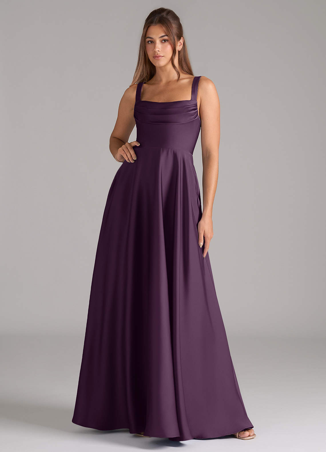 elyessen Shaude Black A-Line Pleated Stretch Satin Dress 5
