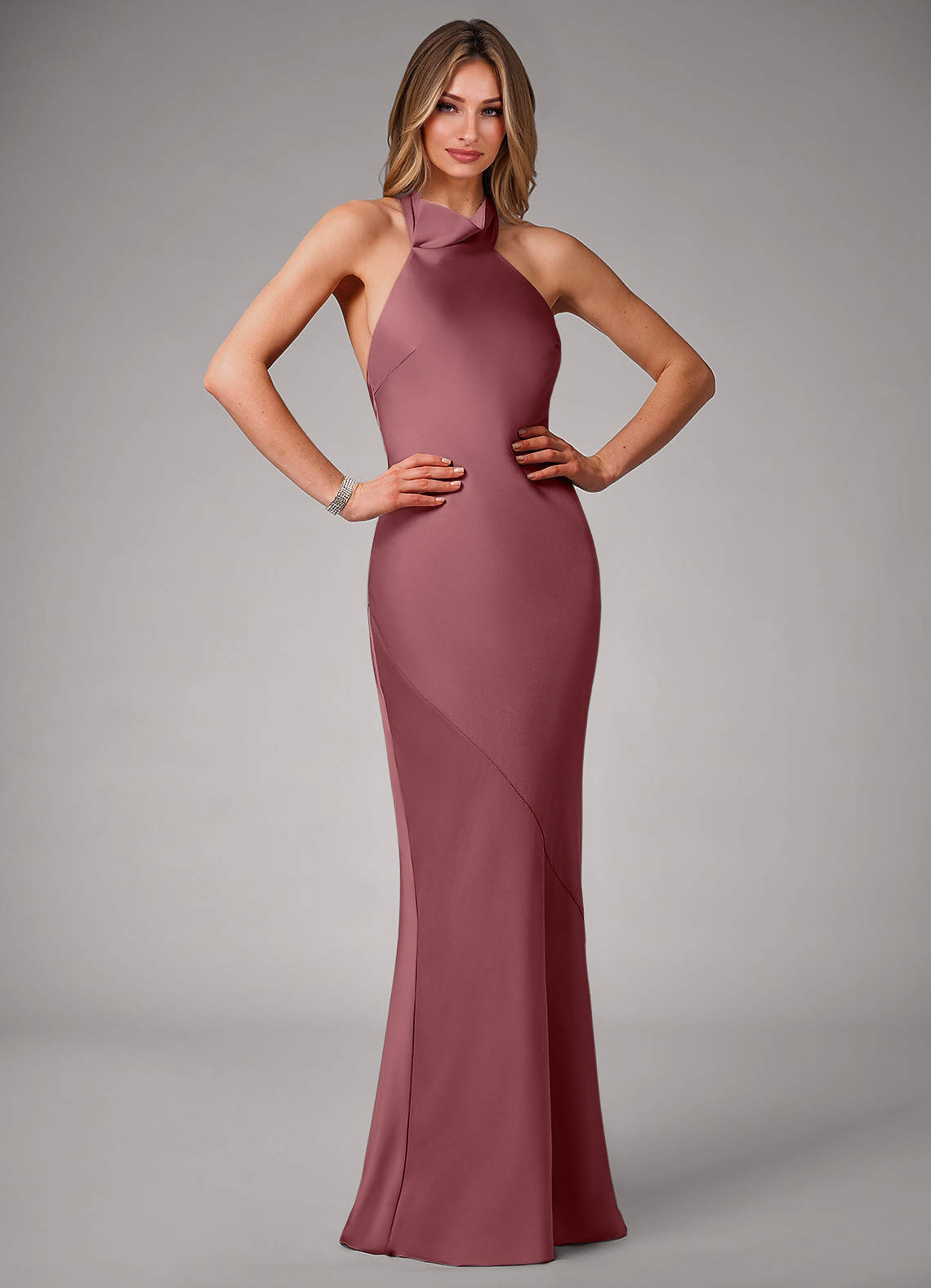 elyessen Velli Black Mermaid High Neck Stretch Satin Dress 5