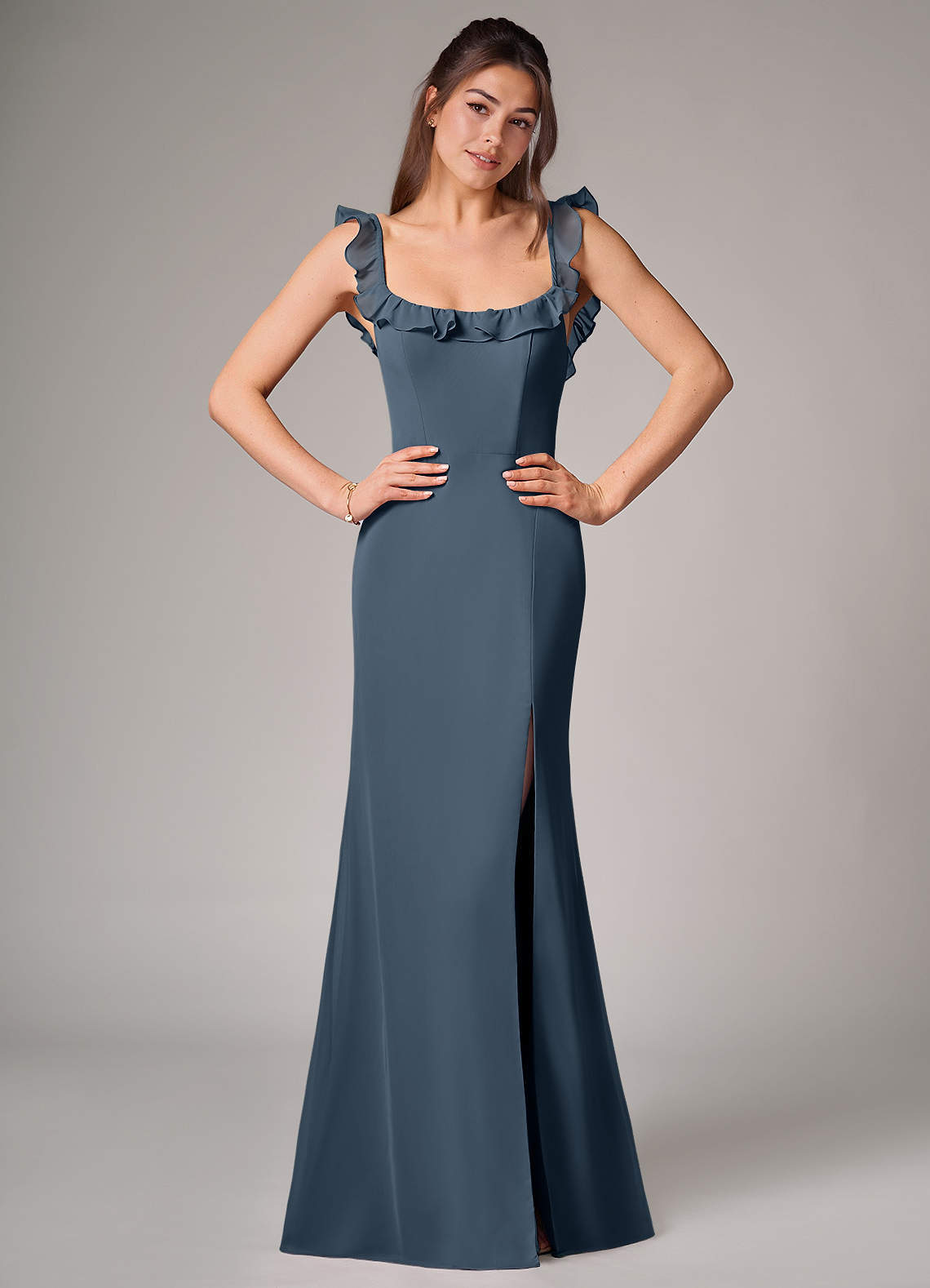 elyessen Callie Sky Blue Mermaid Side Slit Chiffon Convertible Dress 3