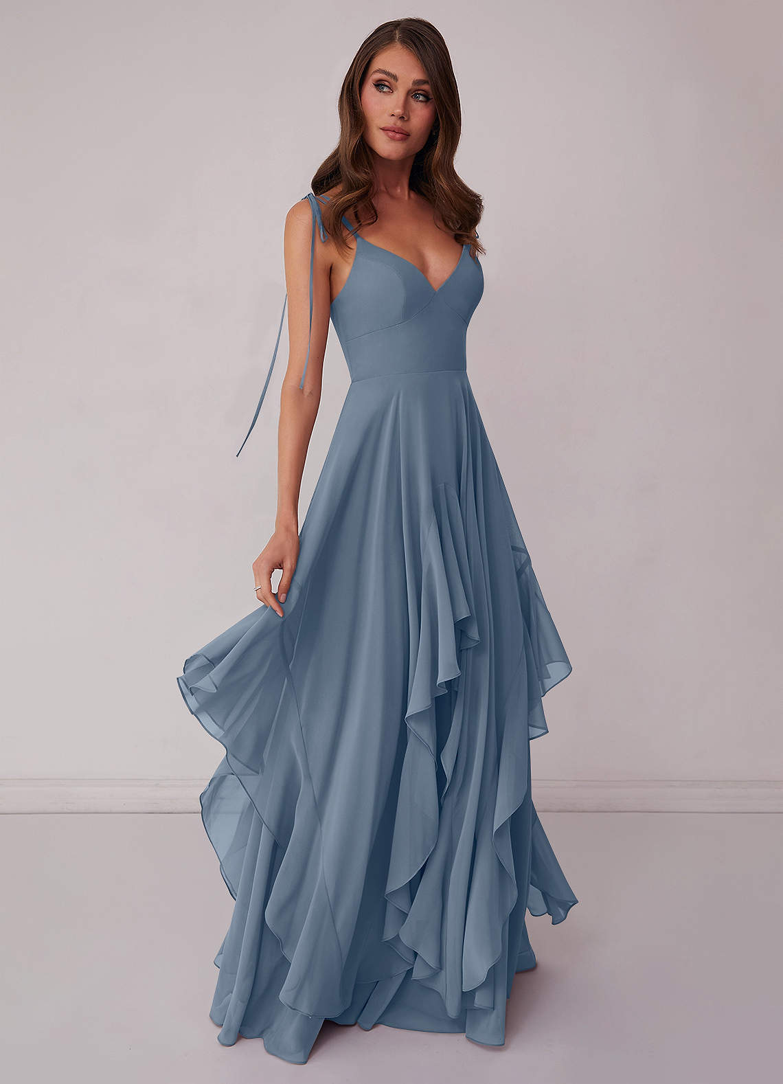 Agave A-Line Bow Chiffon Dress Moss Green 2