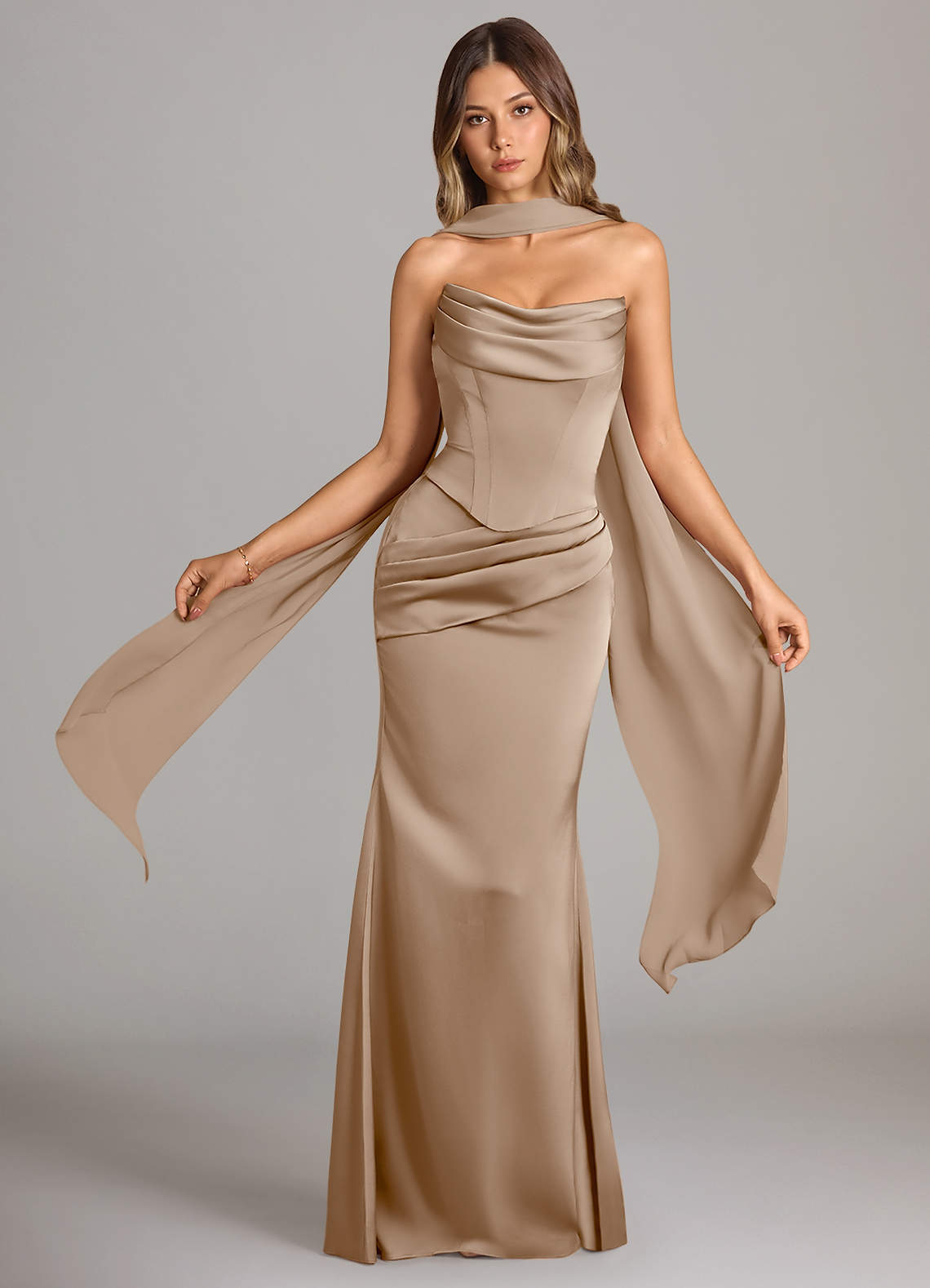 elyessen Sorrel Black Mermaid Strapless Stretch Satin Convertible Dress 7