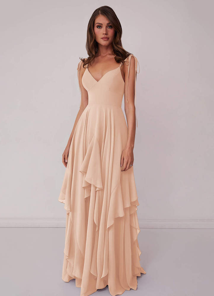 Agave A-Line Bow Chiffon Dress Moss Green 3