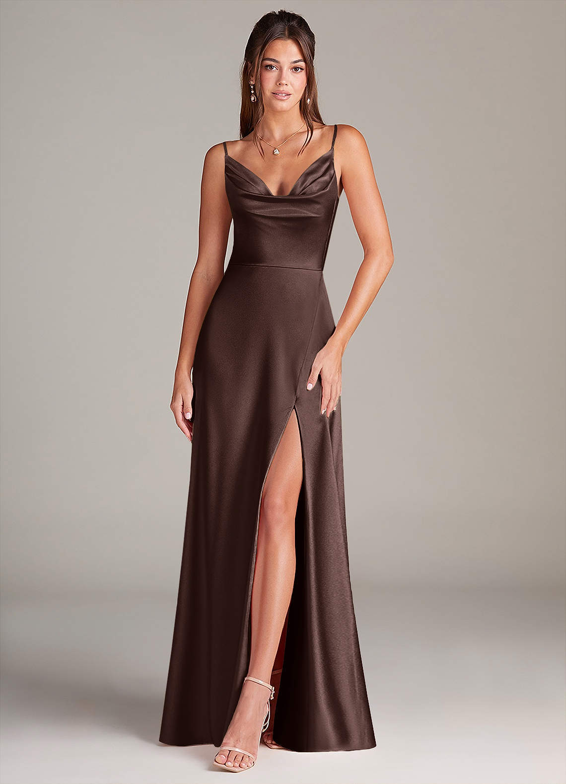 elyessen Sarella Black A-Line Pleated Stretch Satin Dress 7
