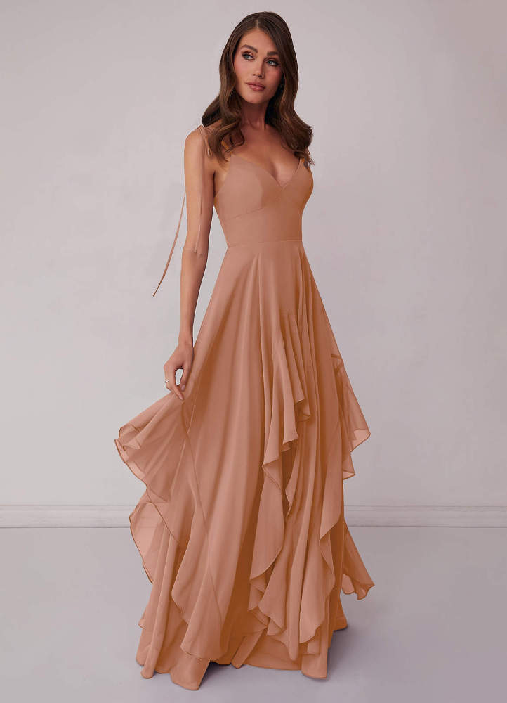 Agave A-Line Bow Chiffon Dress Moss Green 3