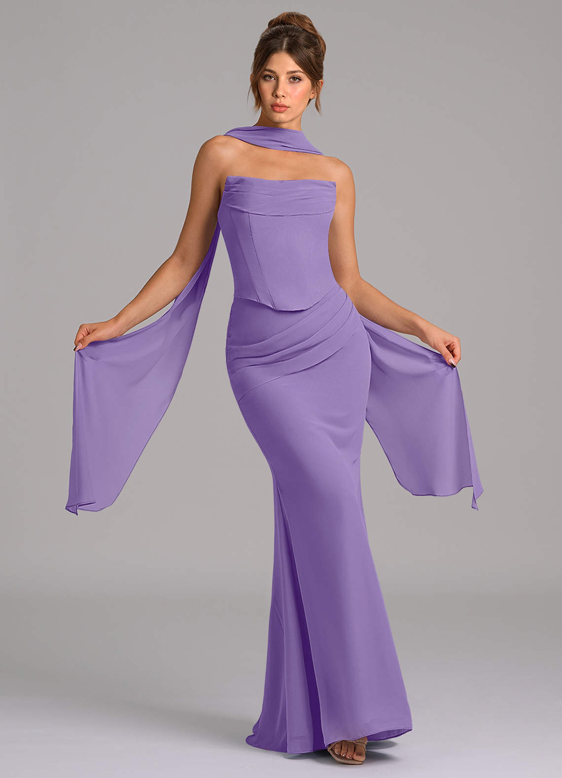 elyessen Sorrel Sky Blue Mermaid Corset Chiffon Dress 5