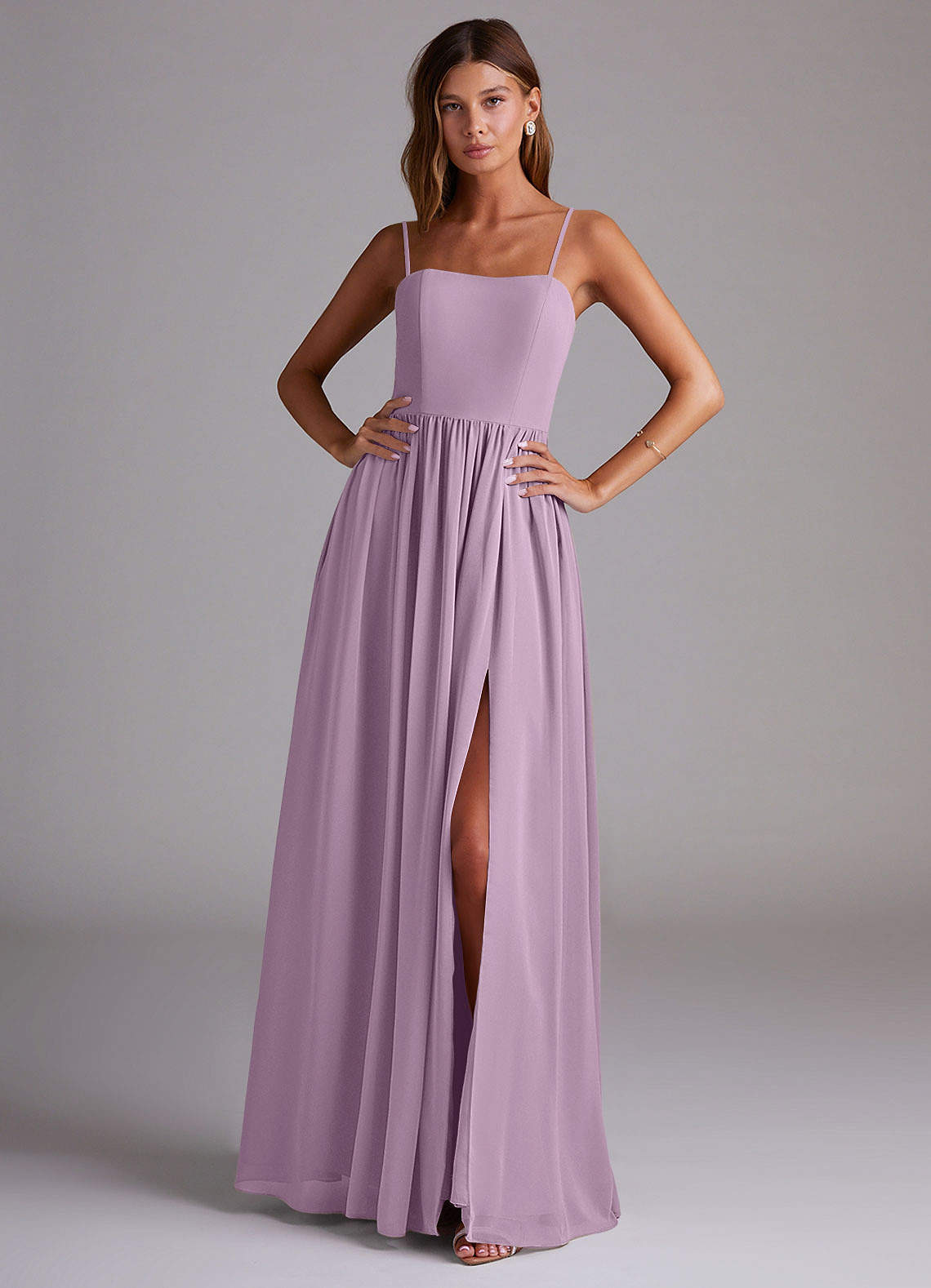 elyessen Calianna Dusty Blue A-Line Off the Shoulder Chiffon Convertible Dress 4
