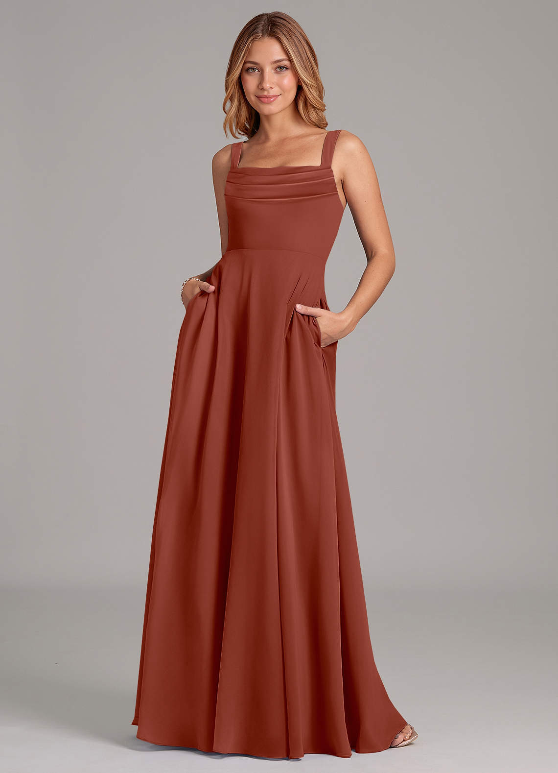 elyessen Shaude Sky Blue A-Line Pleated Chiffon Dress 6