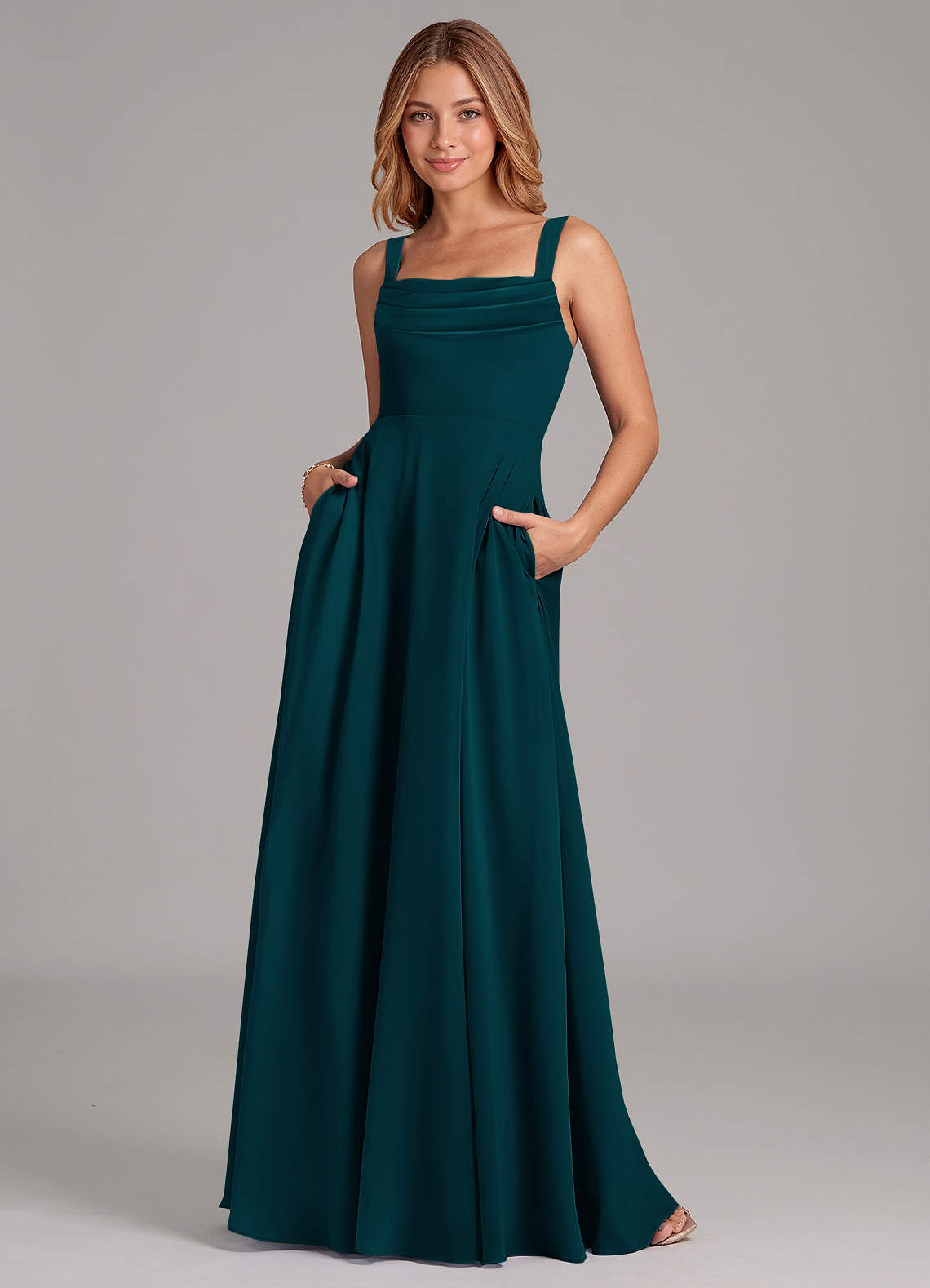 elyessen Shaude Sky Blue A-Line Pleated Chiffon Dress 2