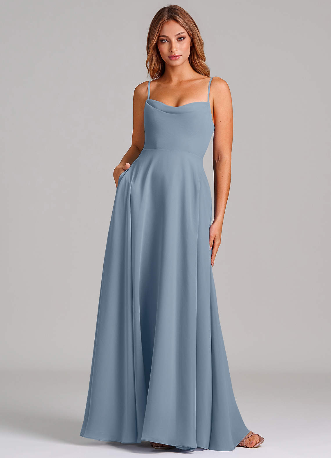 elyessen Elle Dusty Sage A-Line Pleated Chiffon Dress 2