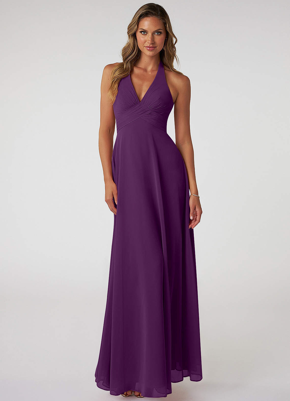 elyessen Tessie Sky Blue A-Line V-Neck Pleated Chiffon Dress 5