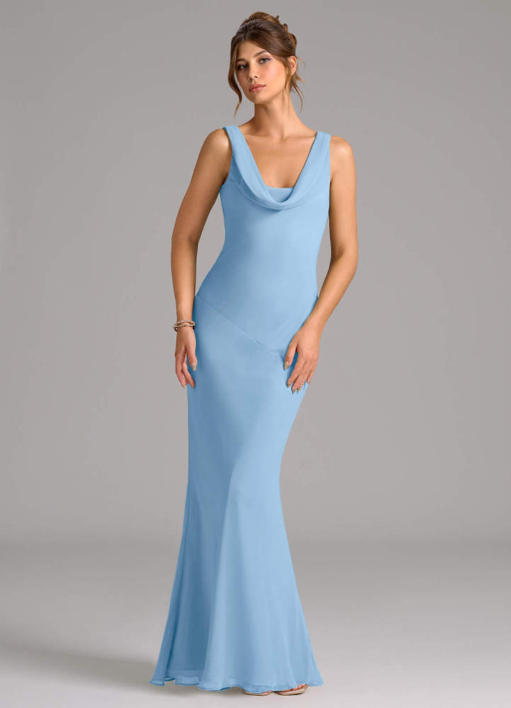 elyessen Rylina Sky Blue Mermaid Pleated Chiffon Dress 2