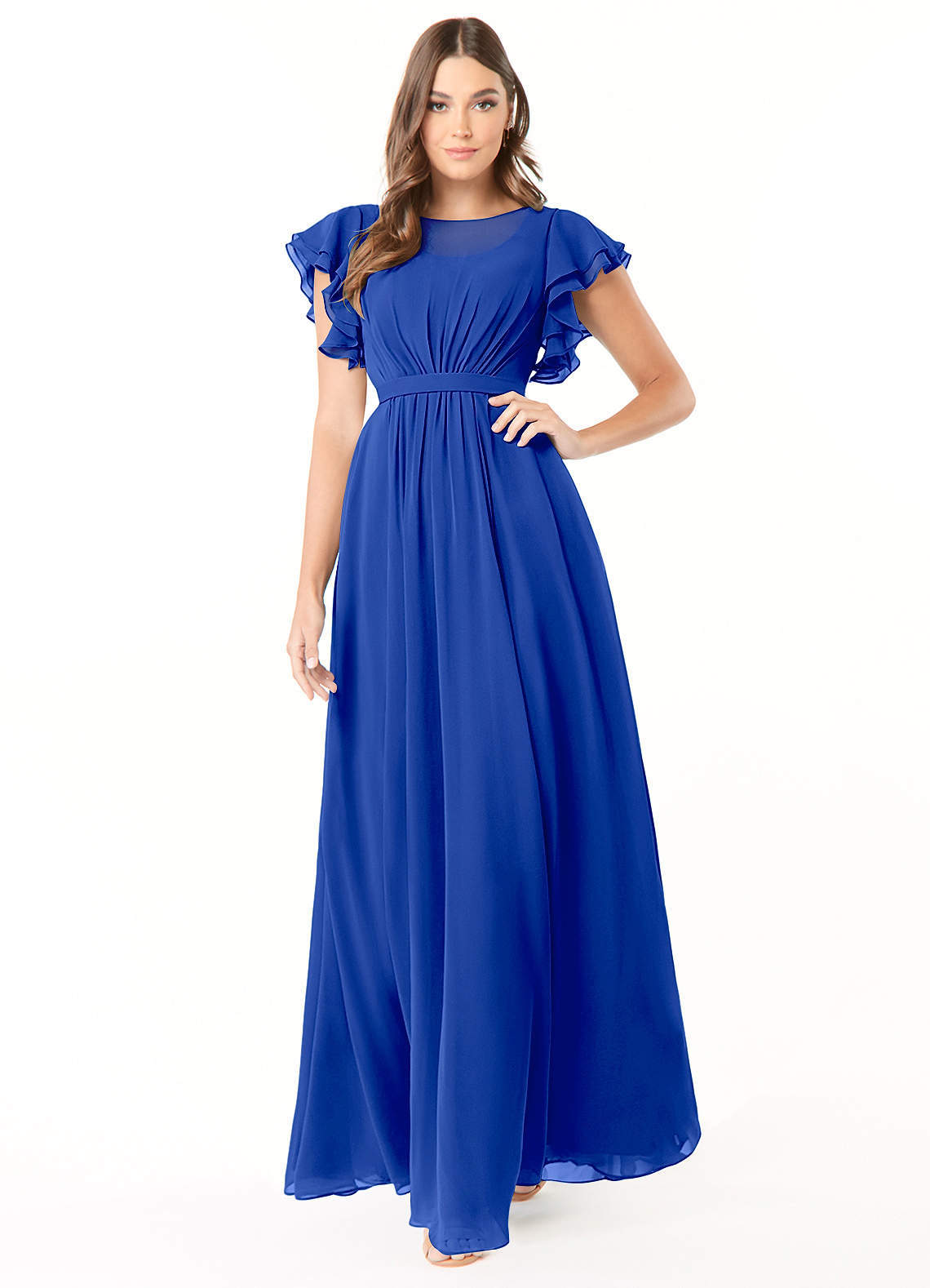 elyessen Daphne A-Line Ruffled Chiffon Floor-Length Dress Eucalyptus 3