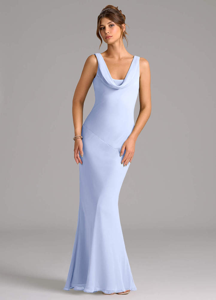 elyessen Rylina Sky Blue Mermaid Pleated Chiffon Dress 2