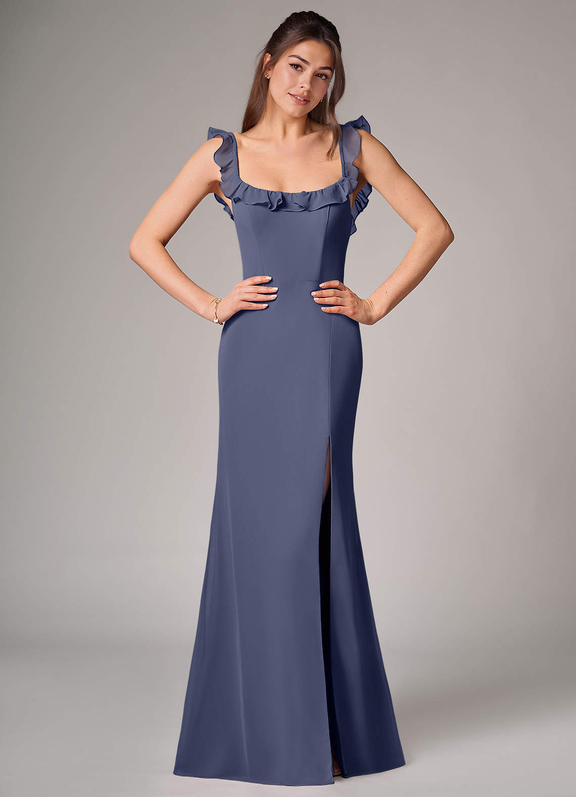 elyessen Callie Sky Blue Mermaid Side Slit Chiffon Convertible Dress 3