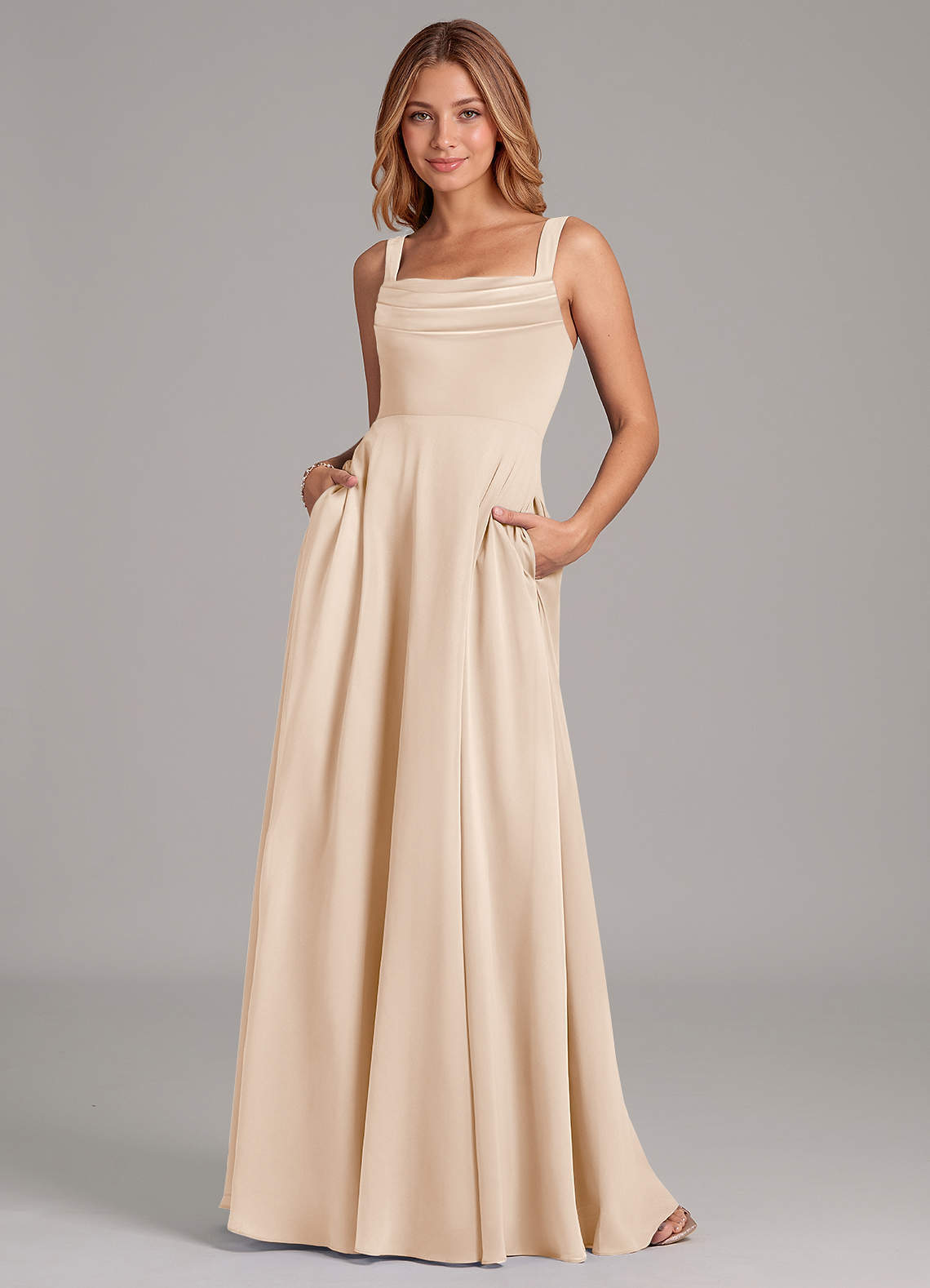 elyessen Shaude Sky Blue A-Line Pleated Chiffon Dress 7