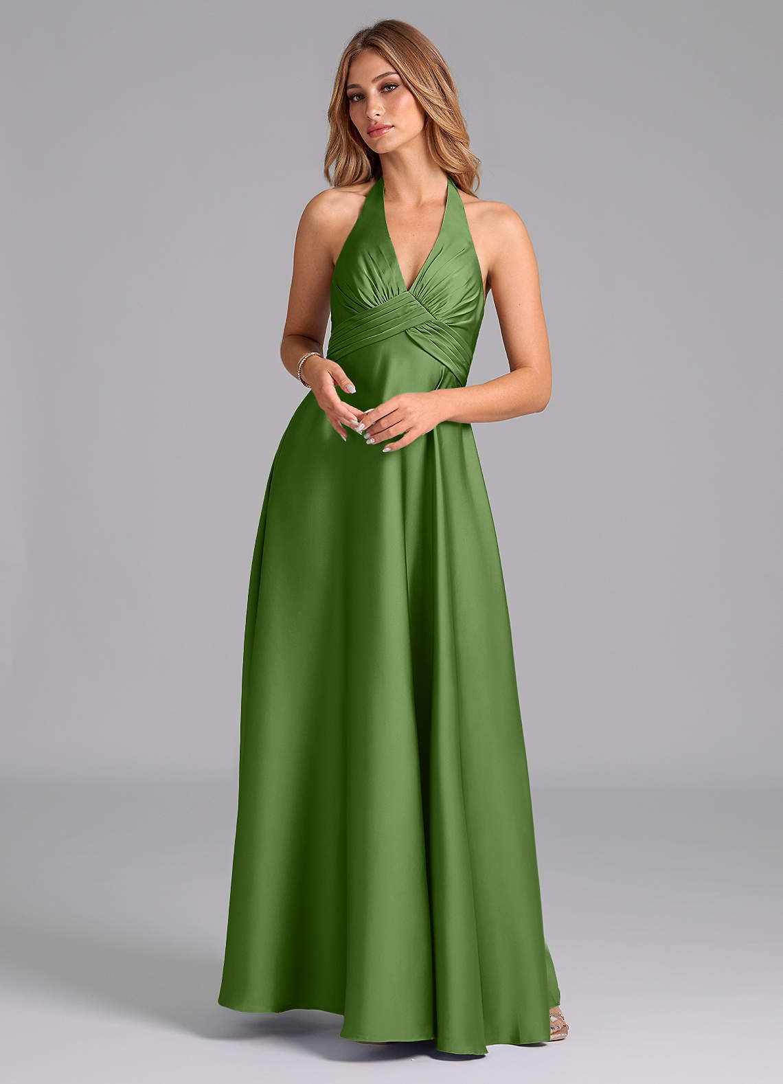 elyessen Tessie Terracotta A-Line Pleated Stretch Satin Dress 2