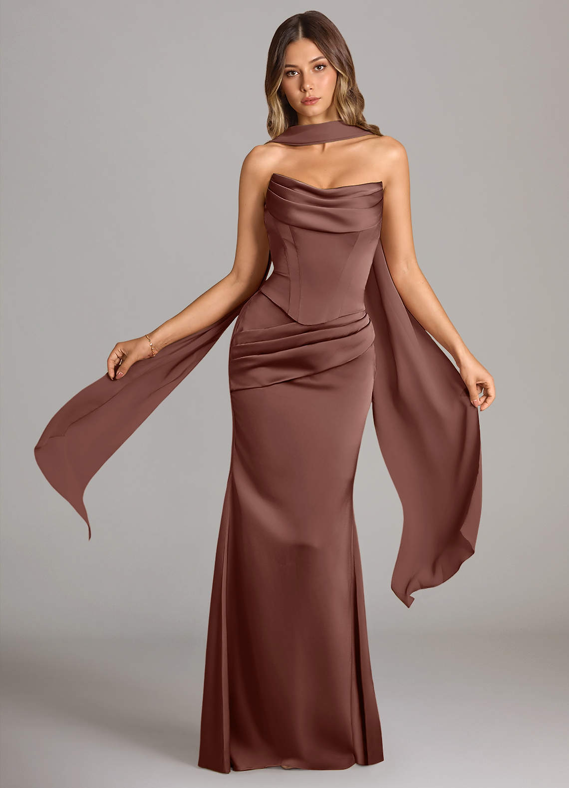 elyessen Sorrel Black Mermaid Strapless Stretch Satin Convertible Dress 7