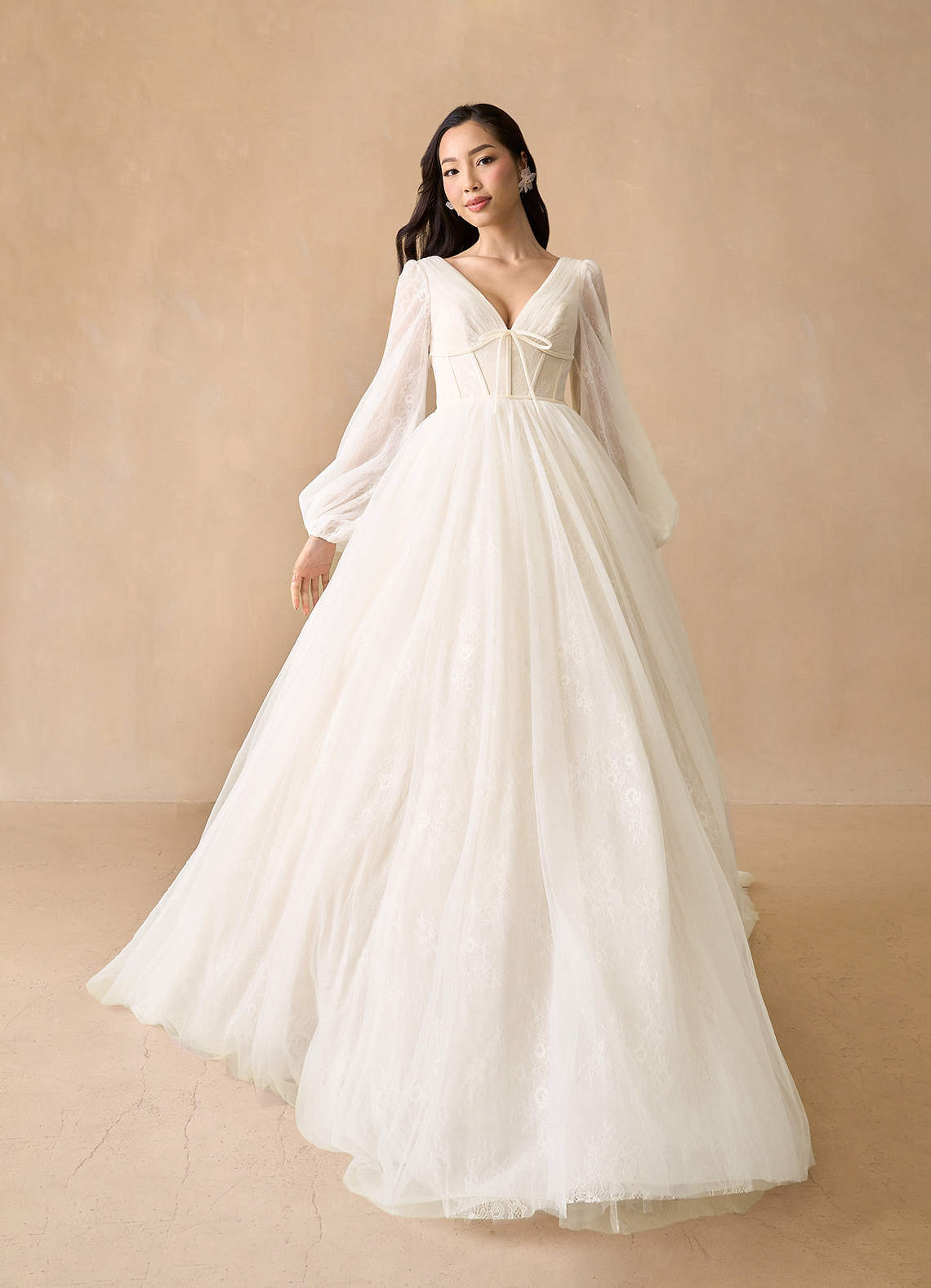 elyessen Cressida Diamond White Champagne Ball-Gown Lace Tulle Dress
