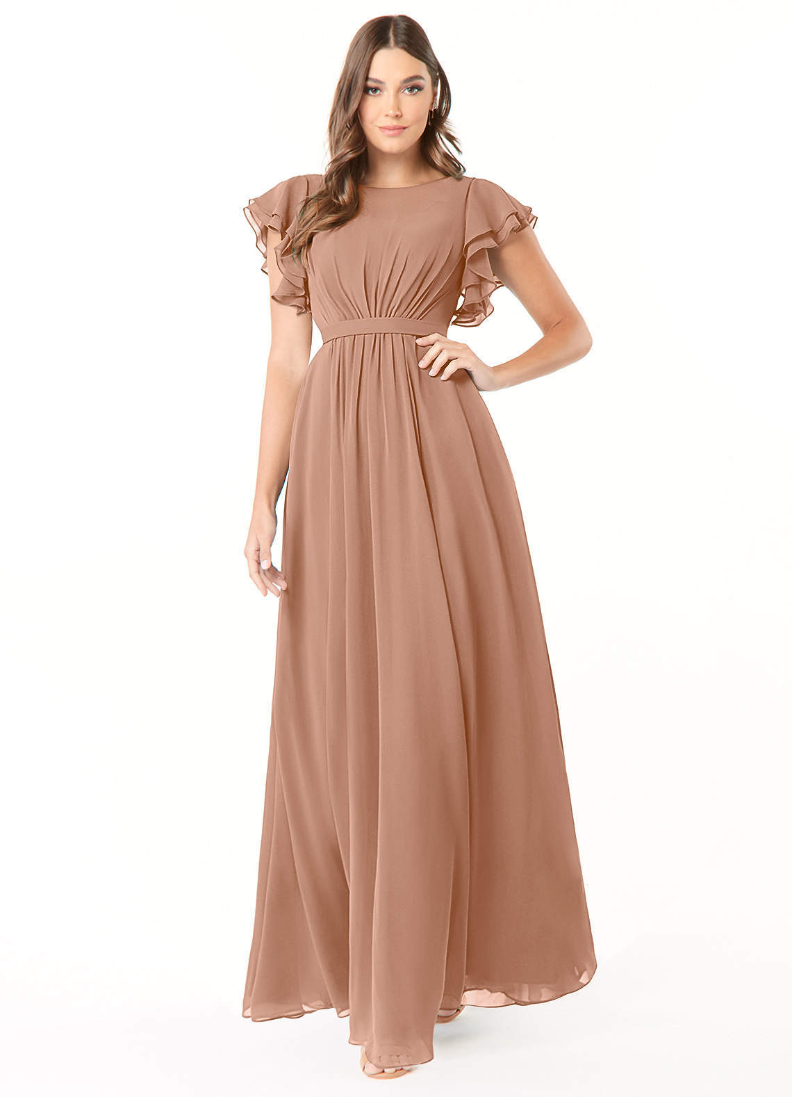 elyessen Daphne A-Line Ruffled Chiffon Floor-Length Dress Eucalyptus 7