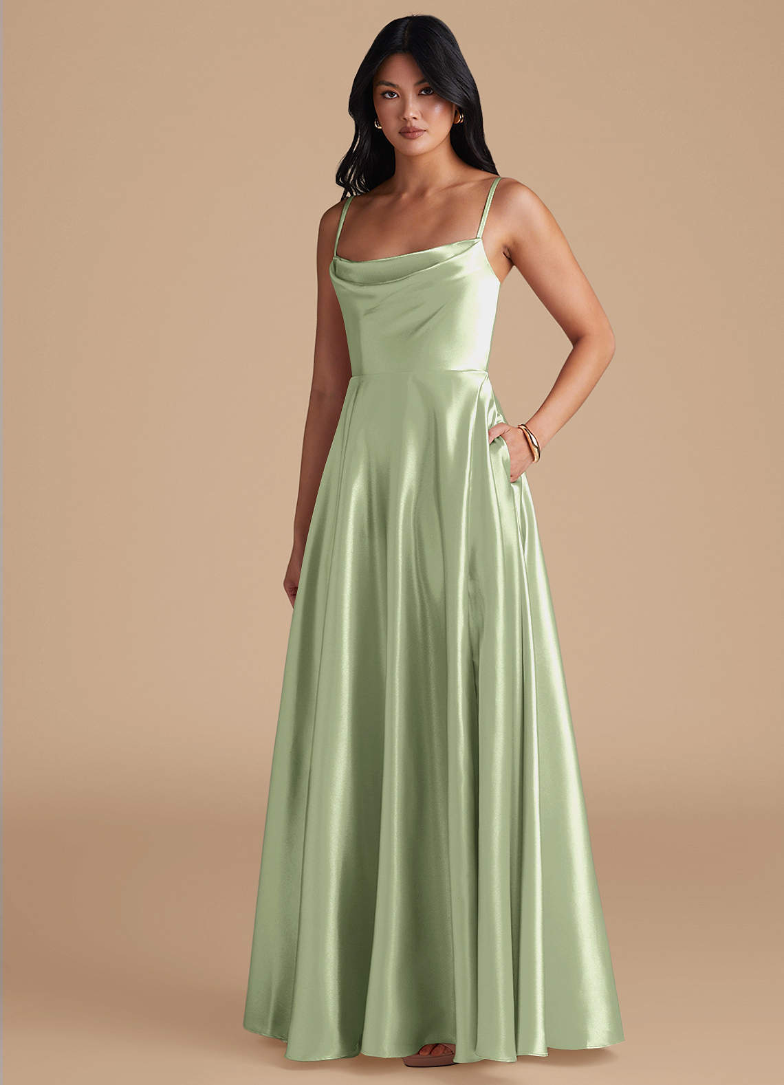 elyessen Elle Black A-Line with Pockets Metallic Satin Dress 1