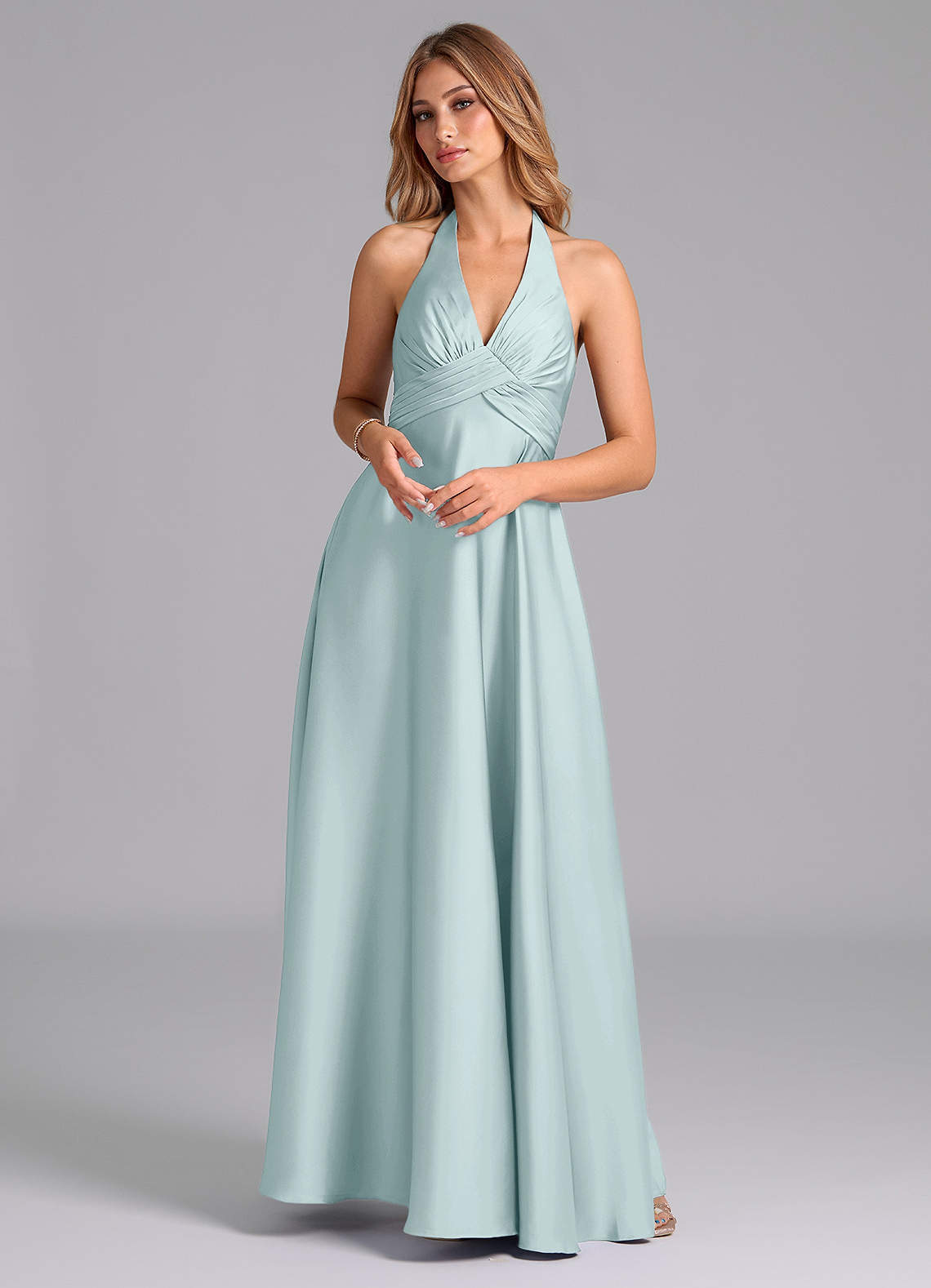 elyessen Tessie Terracotta A-Line Pleated Stretch Satin Dress 2