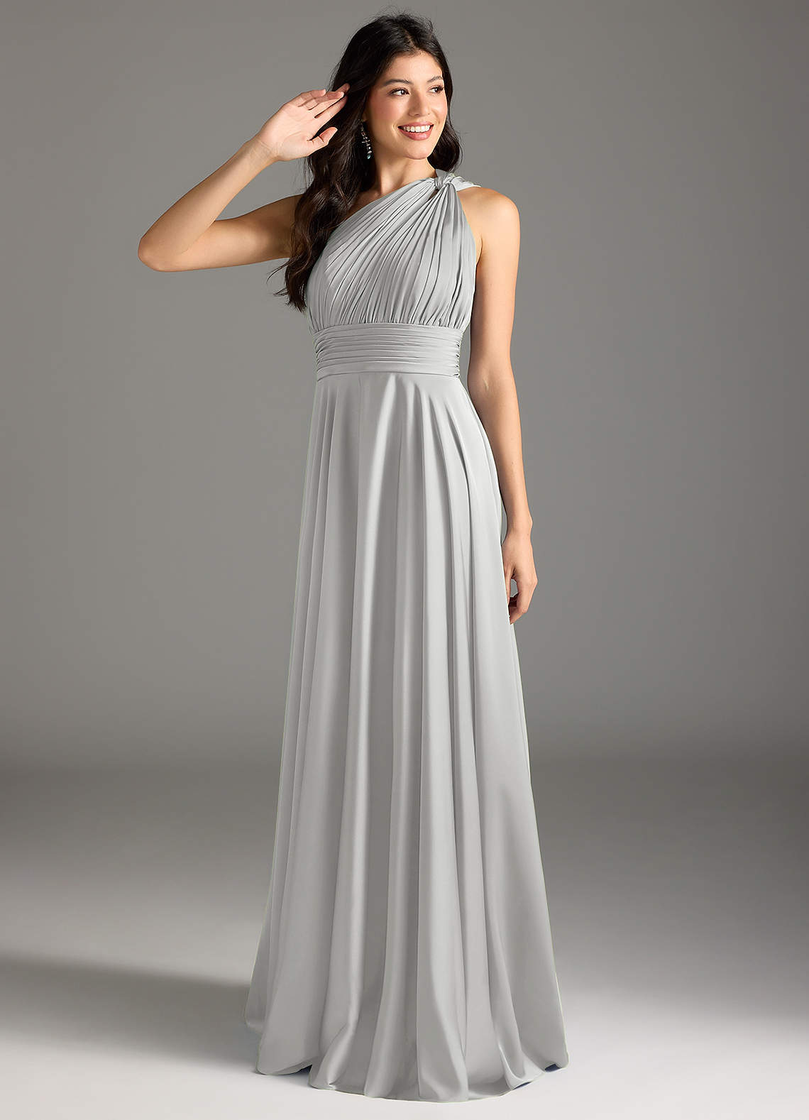 elyessen Charlize Dusty Sage A-Line One Shoulder Stretch Satin Dress 7