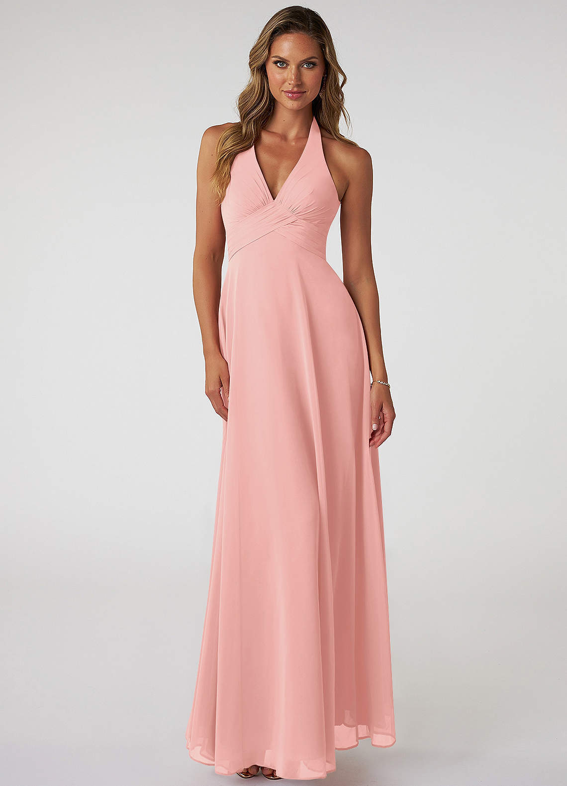 elyessen Tessie Sky Blue A-Line V-Neck Pleated Chiffon Dress 4