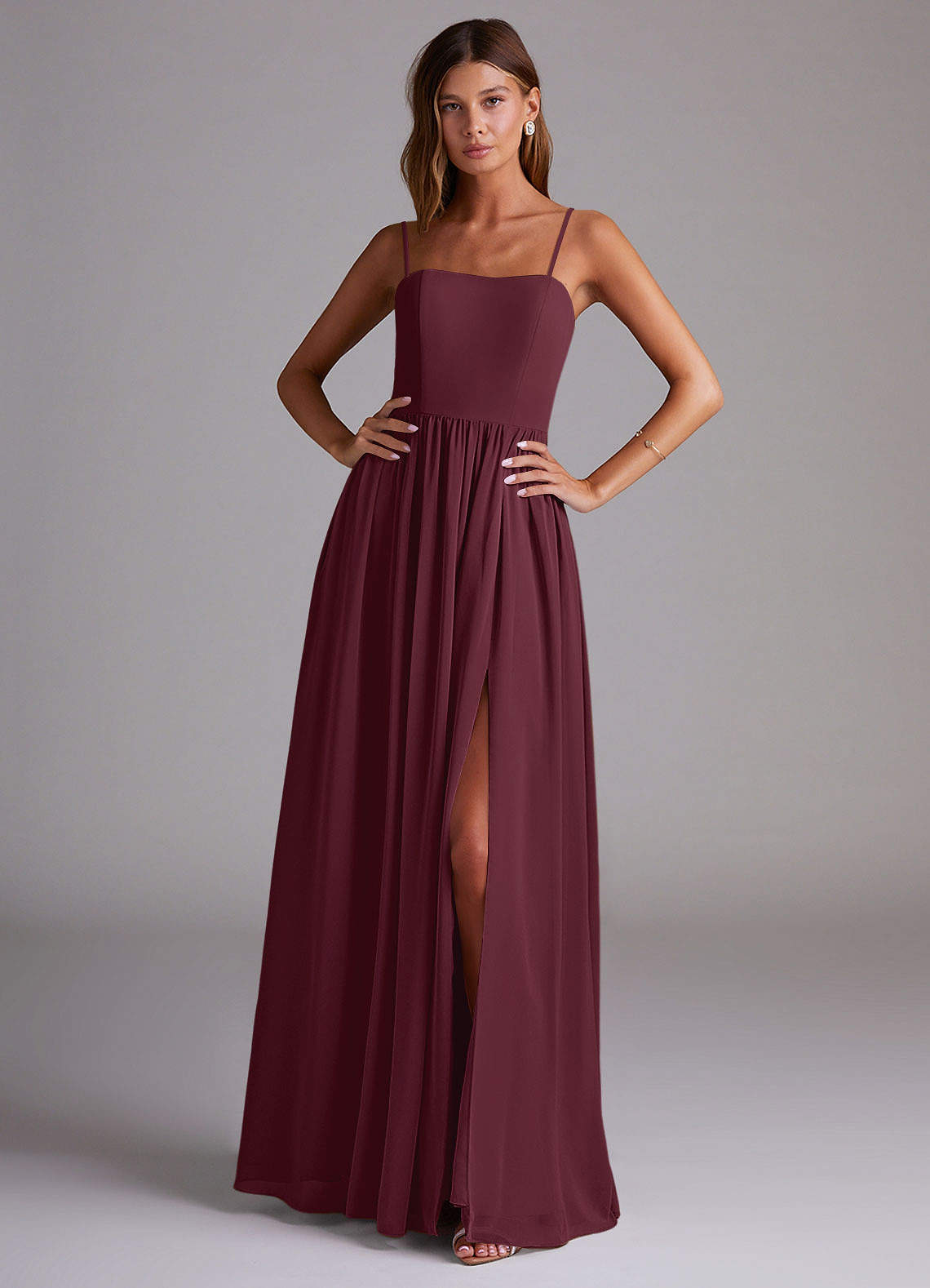 elyessen Calianna Dusty Blue A-Line Off the Shoulder Chiffon Convertible Dress 6