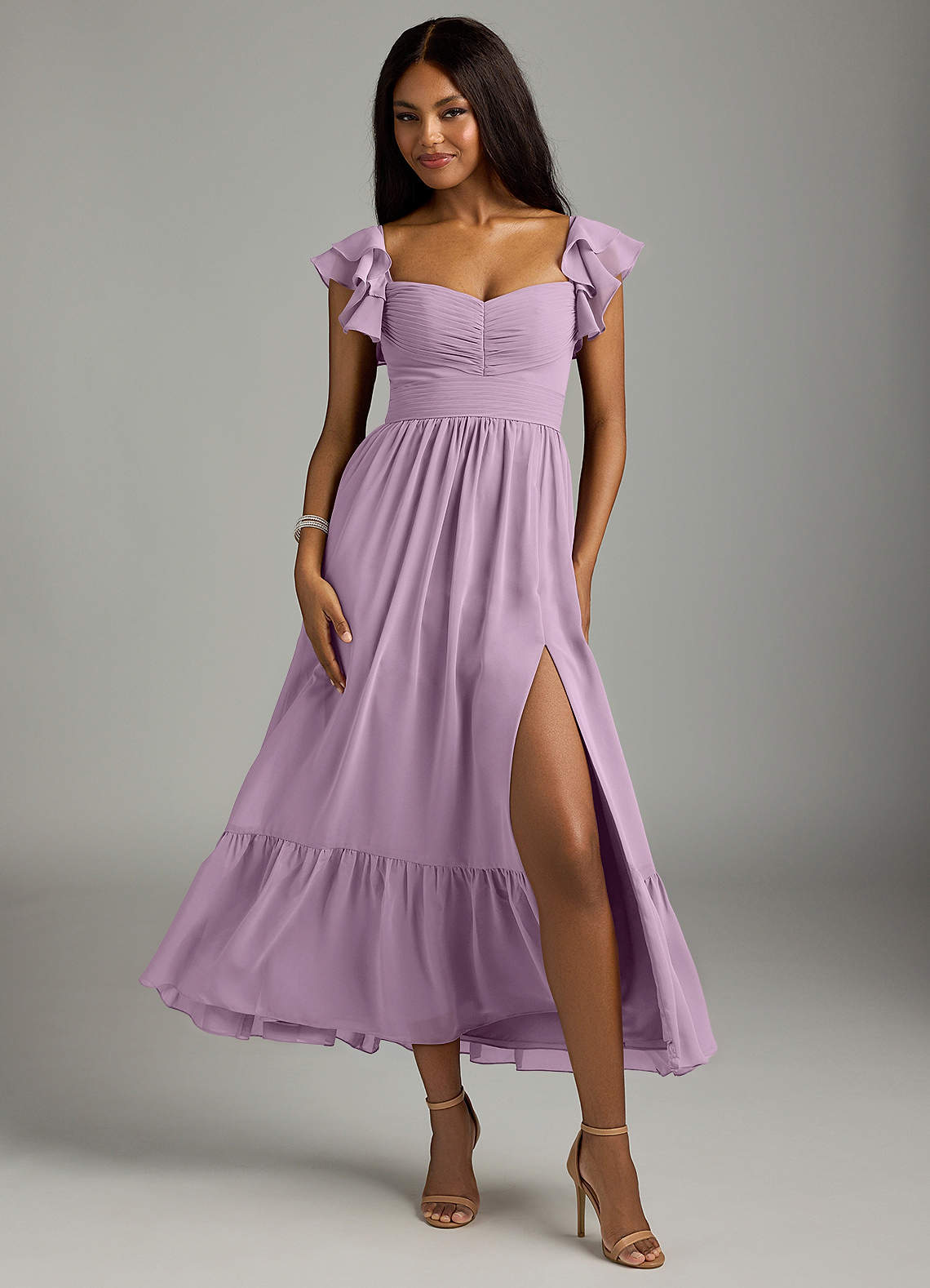 elyessen Anaya Blue Vintage Floral A-Line Sweetheart Neckline Chiffon Dress 5