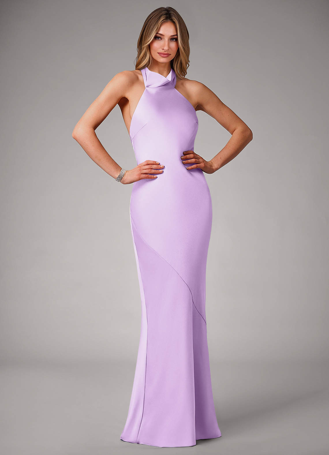 elyessen Velli Black Mermaid High Neck Stretch Satin Dress 4