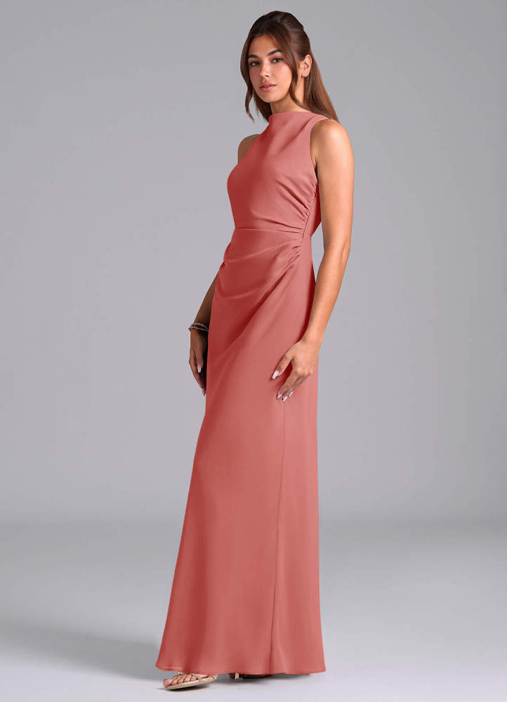 elyessen Evadne Sky Blue Sheath Pleated Chiffon Dress 4