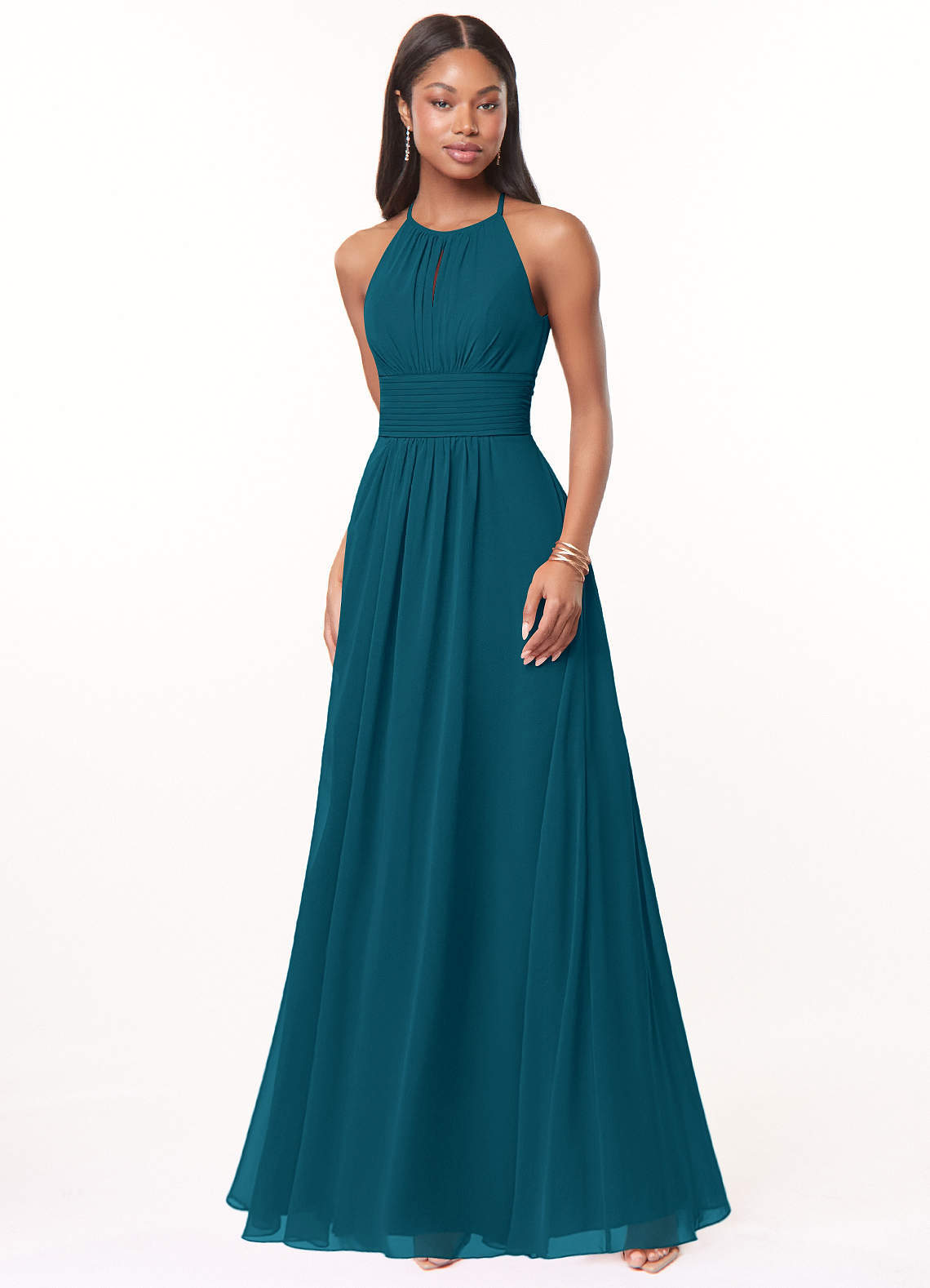 elyessen Bonnie Burgundy A-Line Keyhole Ruched Chiffon Dress 3