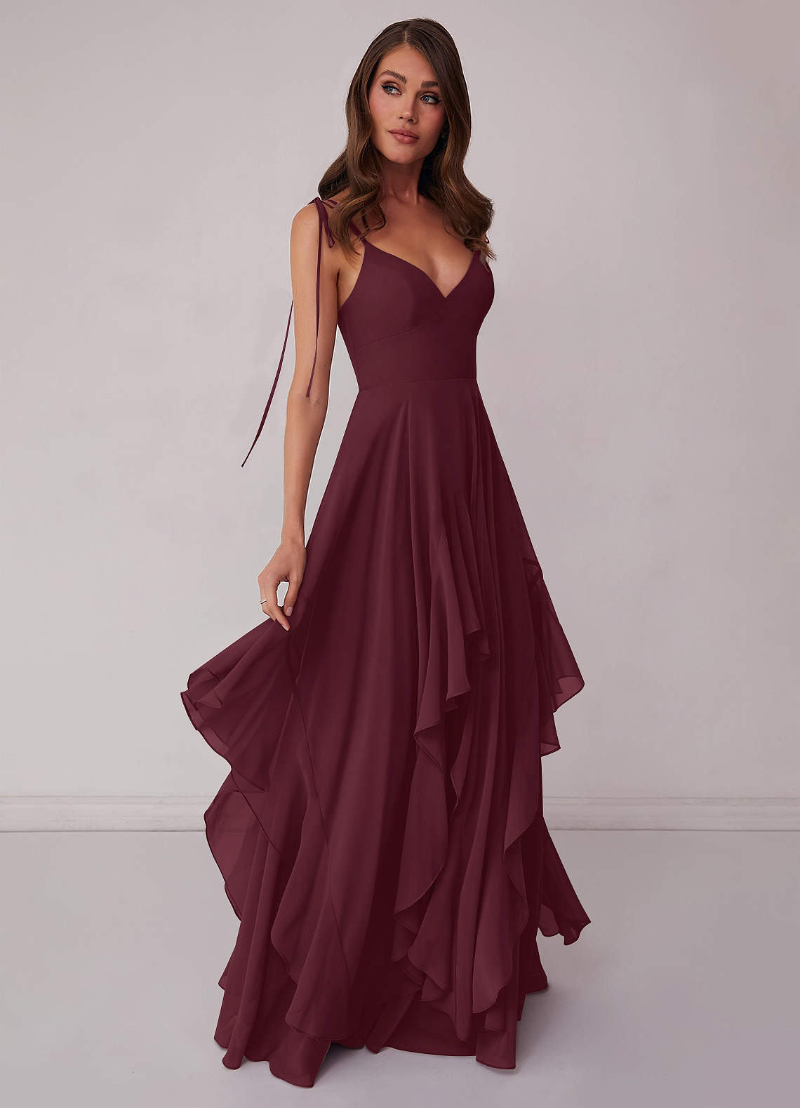 Agave A-Line Bow Chiffon Dress Moss Green 5
