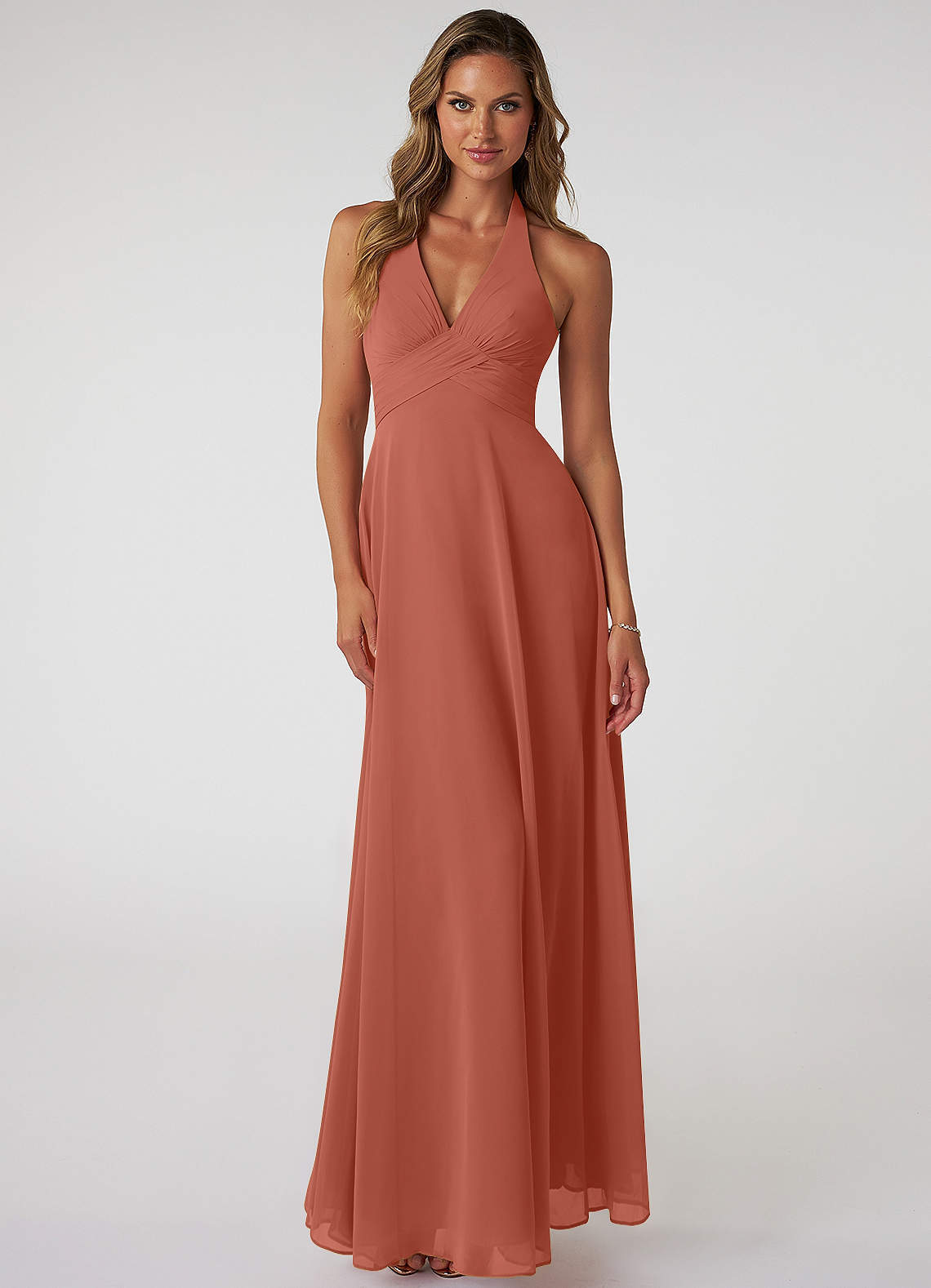 elyessen Tessie Sky Blue A-Line V-Neck Pleated Chiffon Dress 8