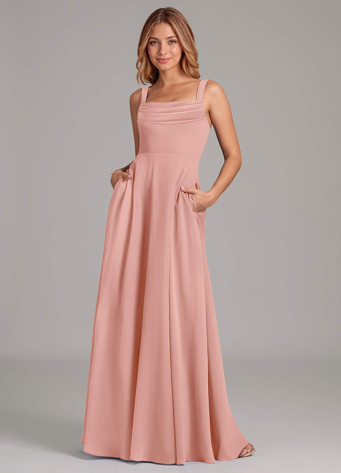 elyessen Shaude Sky Blue A-Line Pleated Chiffon Dress 4
