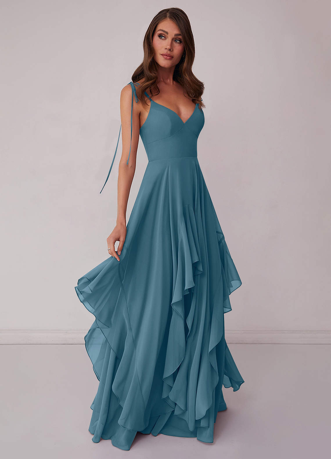Agave A-Line Bow Chiffon Dress Moss Green 2